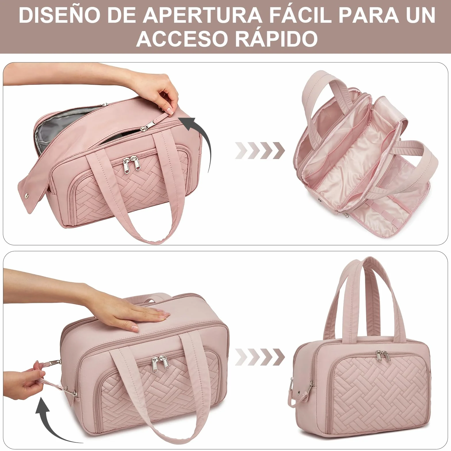Kono Neceser Mujer de Viaje Grande Neceser Maquillaje Impermeable Bolsa de Aseo con Gran Apertura Organizador de Artículos de Tocador y Cosméticos