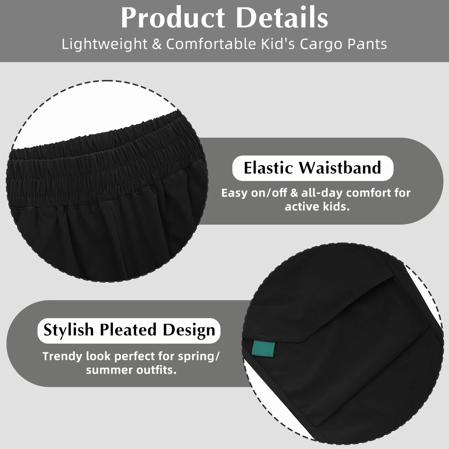 LACOFIA Pantalones Cargo Niño Jogger Cintura Elástica Ligero Secado Rápido Primavera Verano 6-14 Años