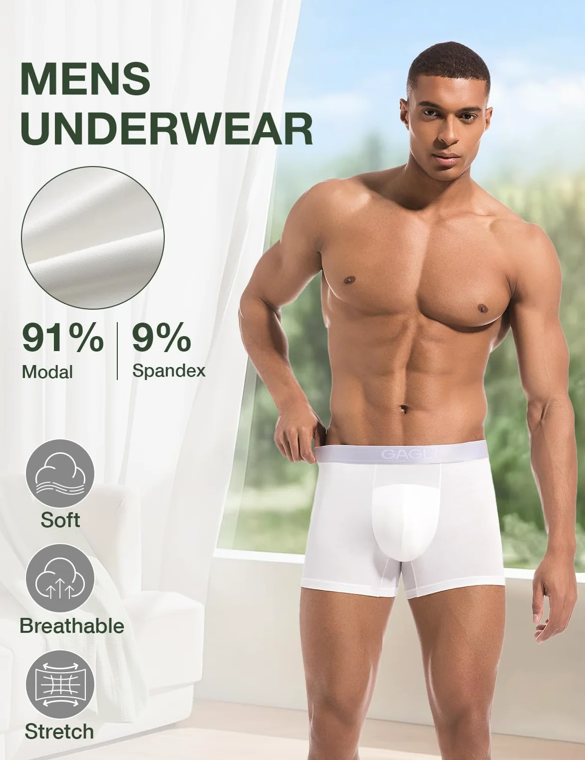 Calzoncillos Bóxer para Hombre 3 Unidades - Tejido Modal Transpirable, 4-Way Stretch, No Se Arruga - Pack de Ropa Interior Cómoda | Calzoncillos para hombre que transportan la humedad, cintura ComfortFlex