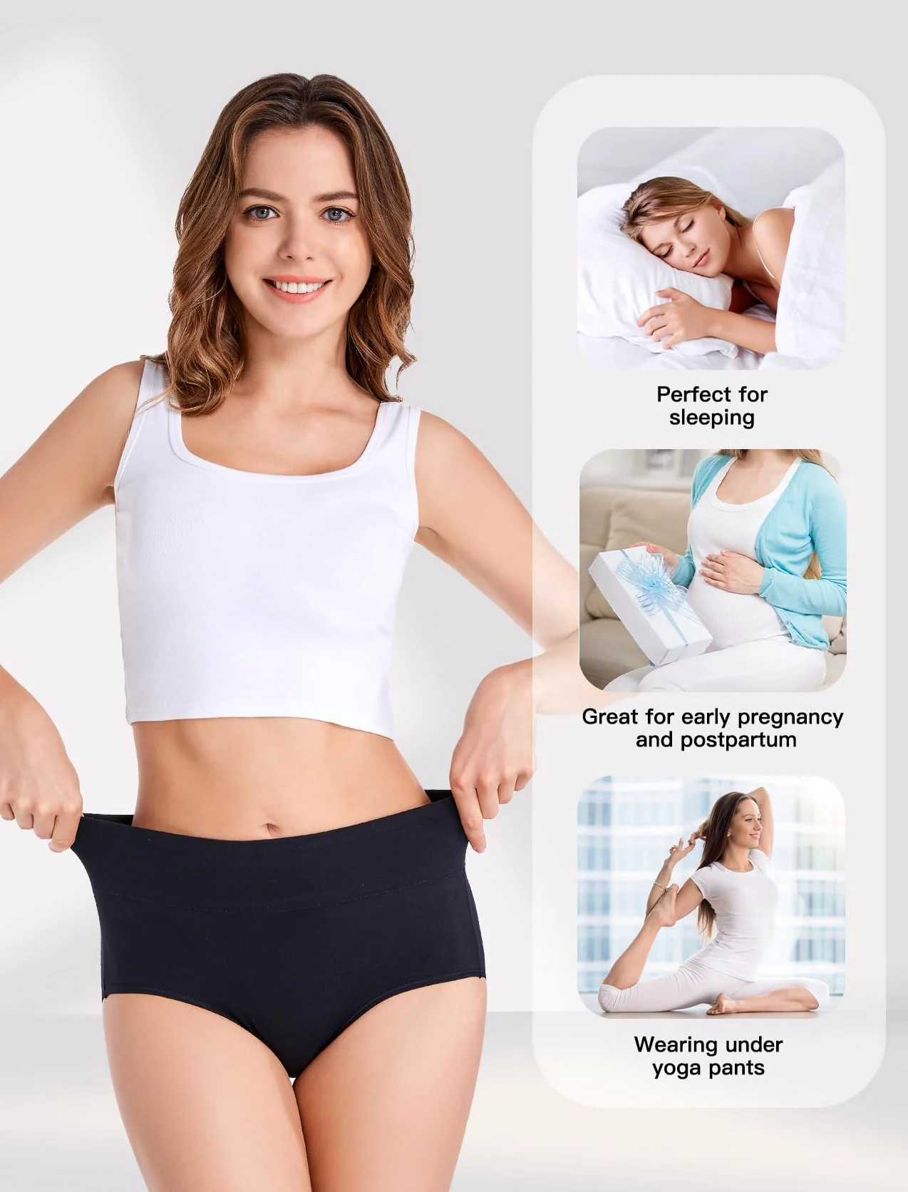 HAVVIS Women's High Waist Knickers Ladies Cotton Briefs Underwear Full Back Coverage Panties Plus Size Multipack