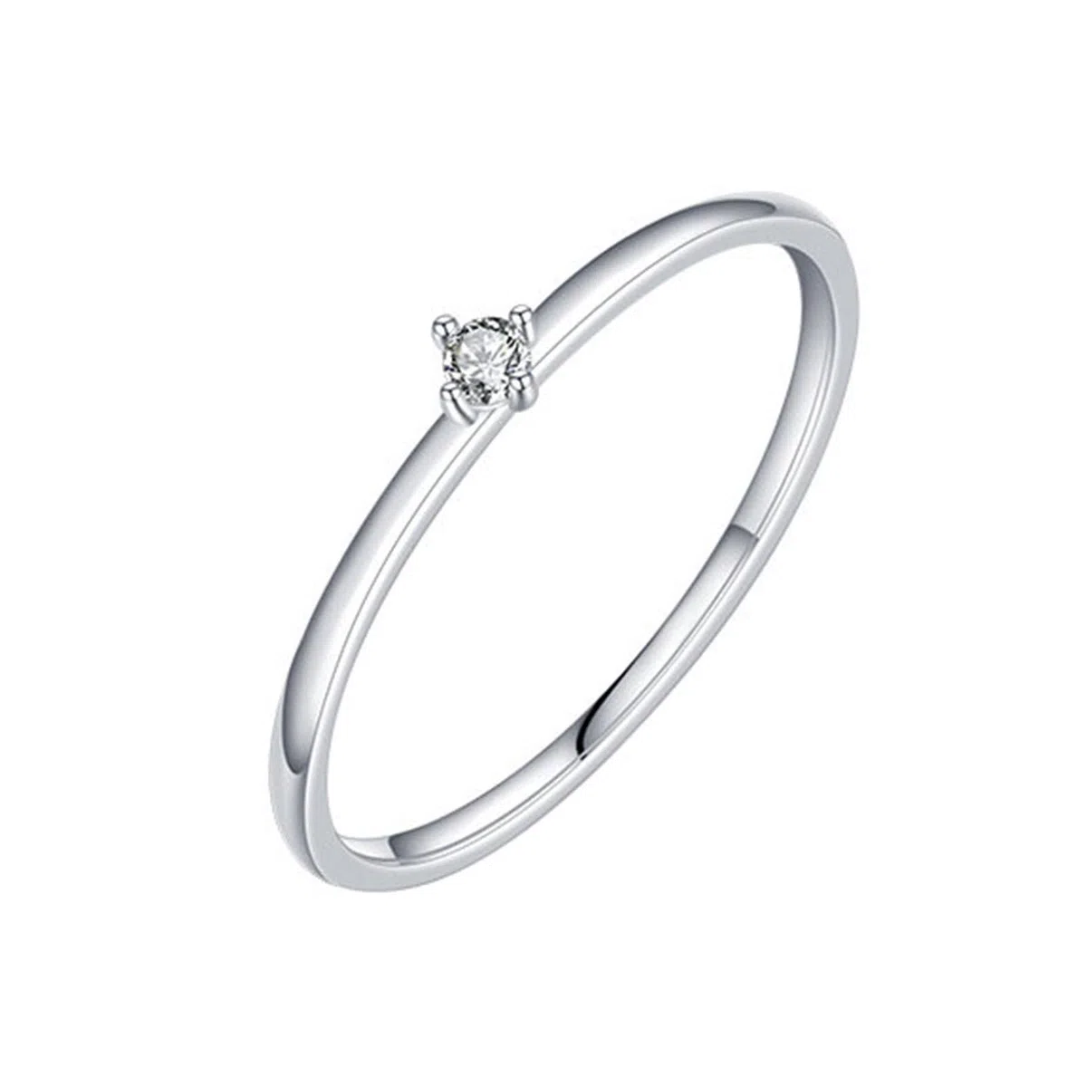 Anillo de oro blanco de 9 K/14 K para mujer, con moissanita, 2 x 2 mm, redondo con moissanite redondo blanco