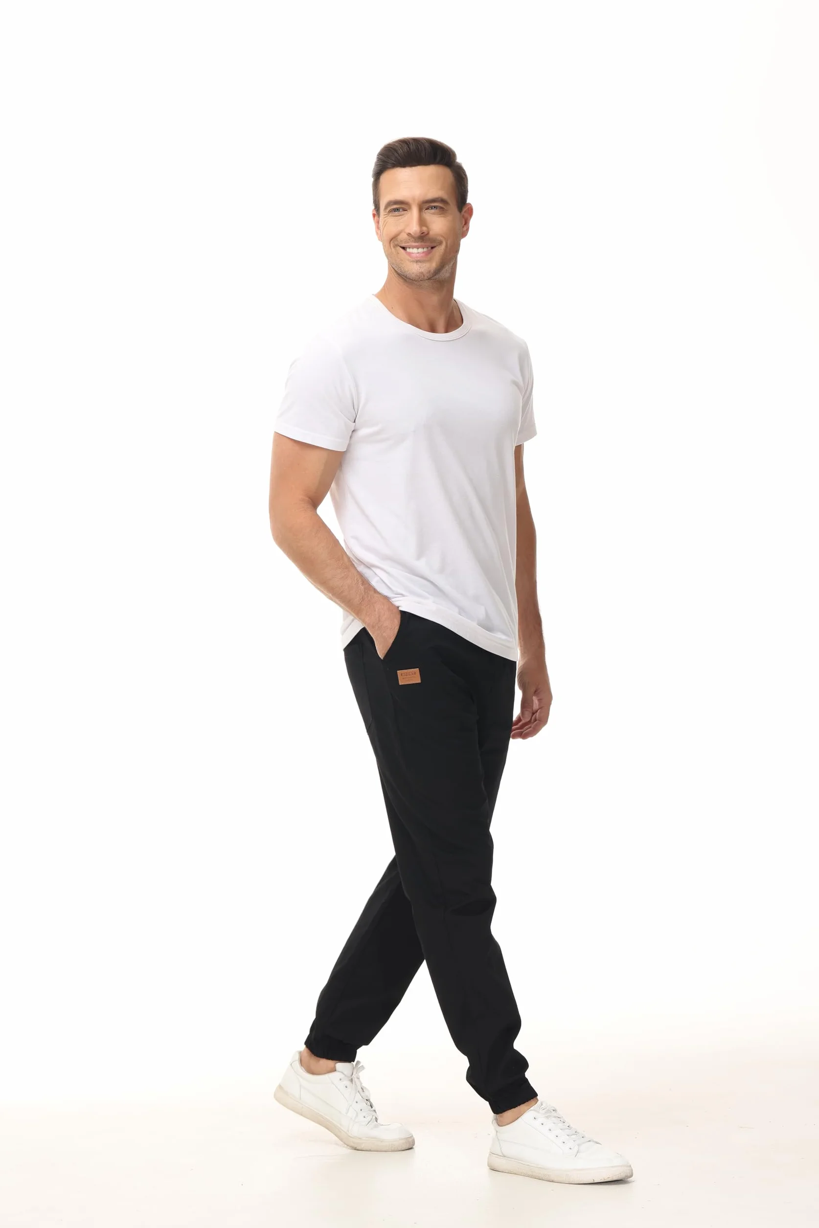 LIUPMWE Pantalones de Trabajo Hombre Casual Elásticos Jogging Pantalón Algodón Slim Fit Cargo Pants con Bolsillos Otoño Inviernos
