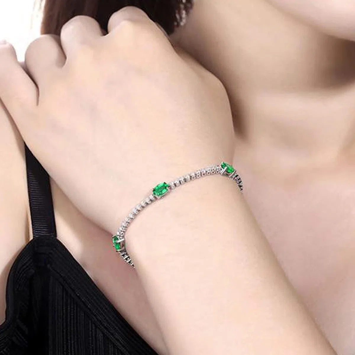 Pulsera Oro Blanco 9 Kilates / 14 Kilates / 18 Kilates Mujer, Oval con Zafiro y Diamante, Cadena 16 CM, Pulseras de Cadena Plata Azul Mujer