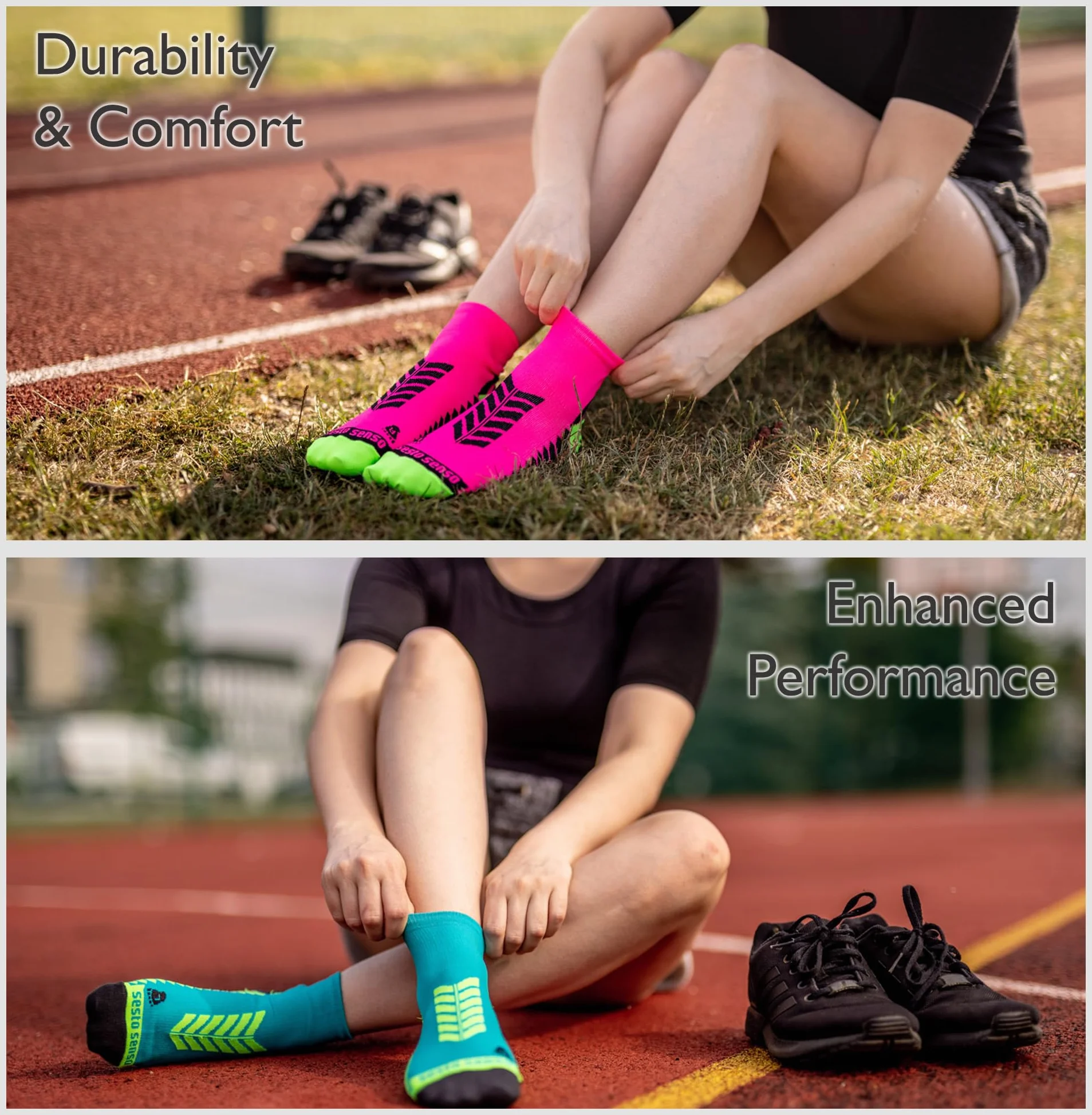 Sesto Senso Calcetines Deporte Cortos 3 Pares Hombre Mujer