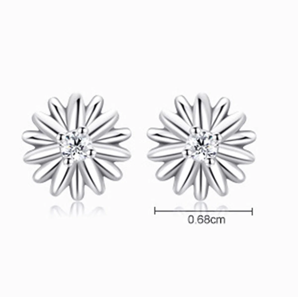 Pendientes de oro de platino para mujer, modernos con moissanita blanca, margarita, solitario blanco/platino oro blanco