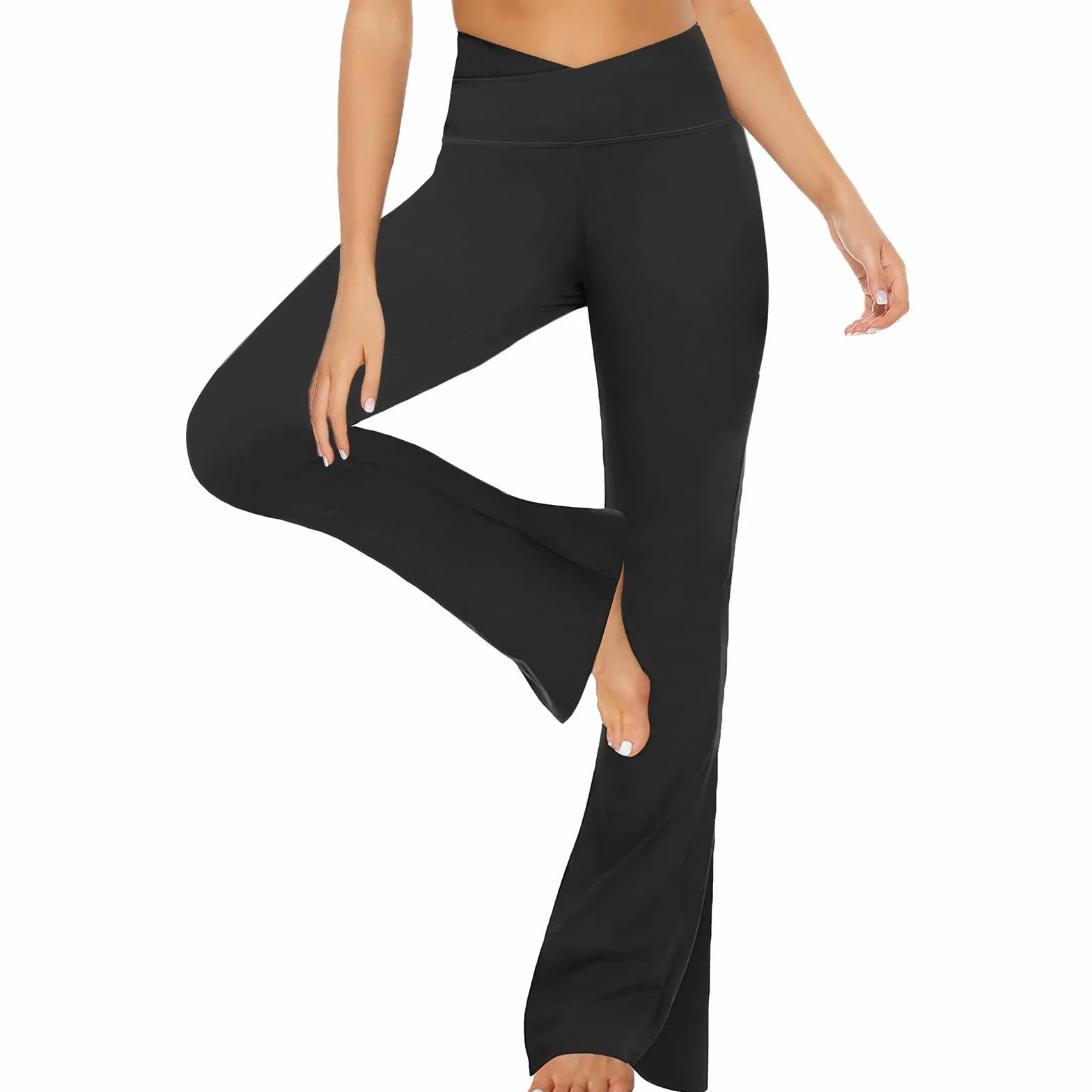 Pantalones Campana Mujer Cintura Alta Mallas Deportivas Push Up Pantalones de Yoga Pants Casual Mujer Elasticos Acampanados Flared Leggins Deportivos Danza Fitness