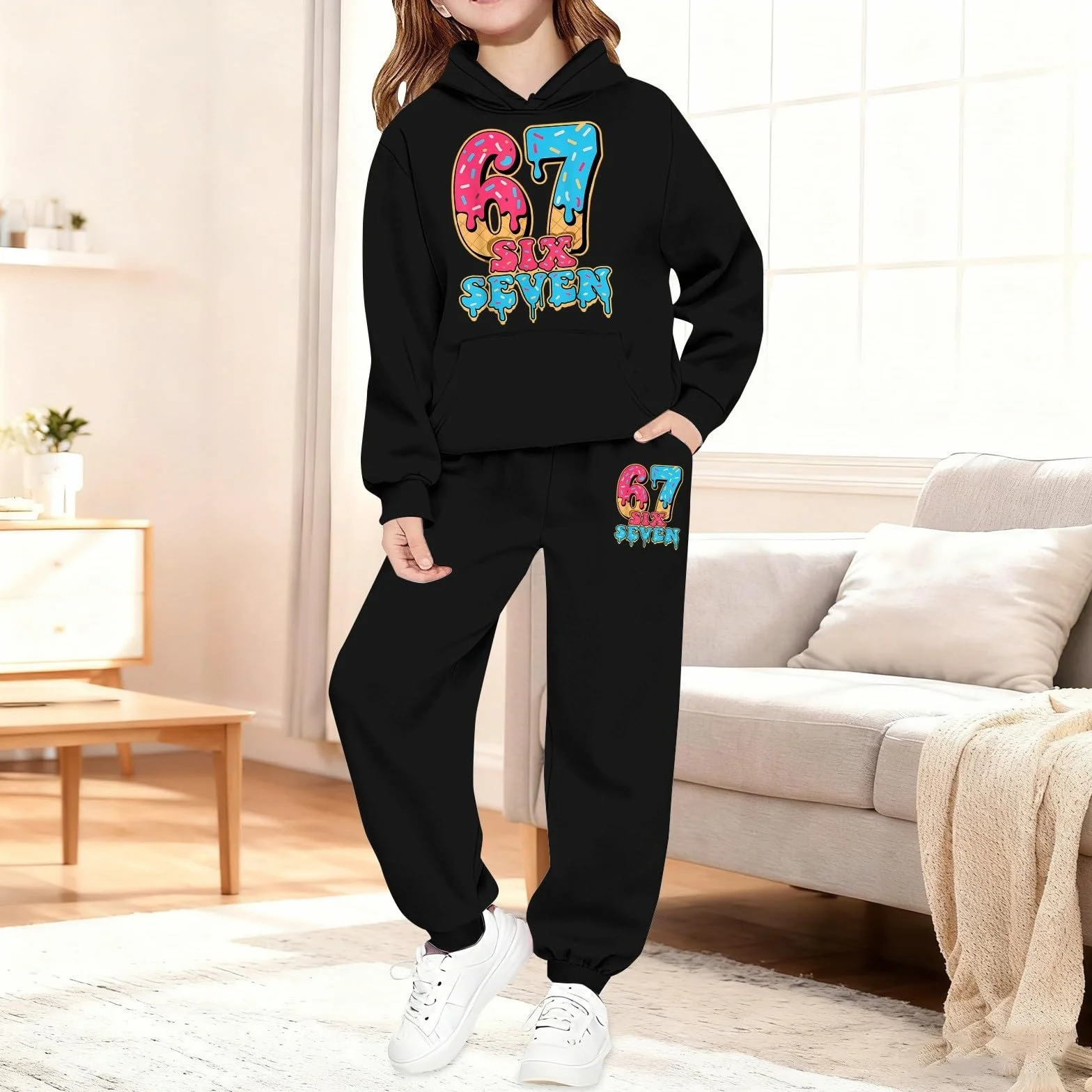 Six Seven - Traje deportivo para niños, unisex, 2 piezas, para el tiempo libre, con capucha y pantalones de chándal