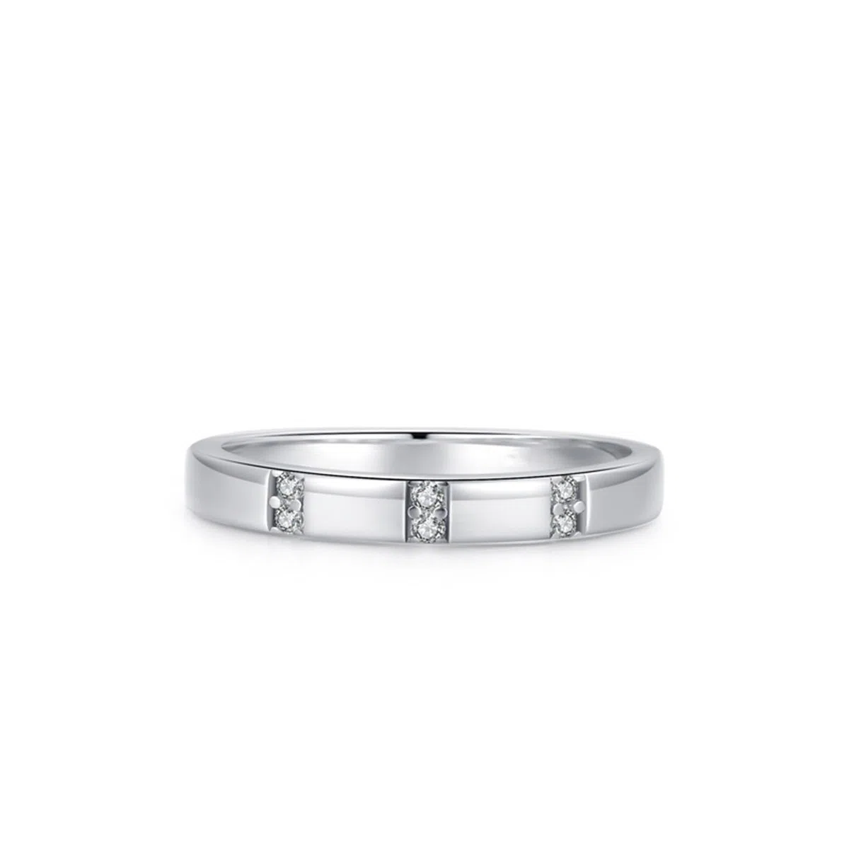 Unisize - Anillo de compromiso cuadrado de plata con diamante de corte redondo y platino 950, talla 63 (20,1)