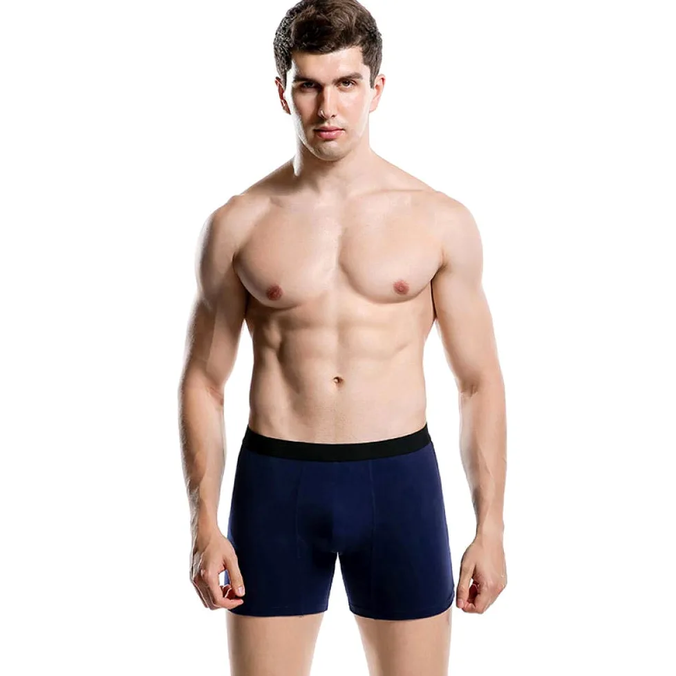 Calzoncillos Hombre Boxer Algodón Piernas largas Hombres Boxers Ropa Interior Soft Boxer (Pack de 6)-Azul 5pcs_SG