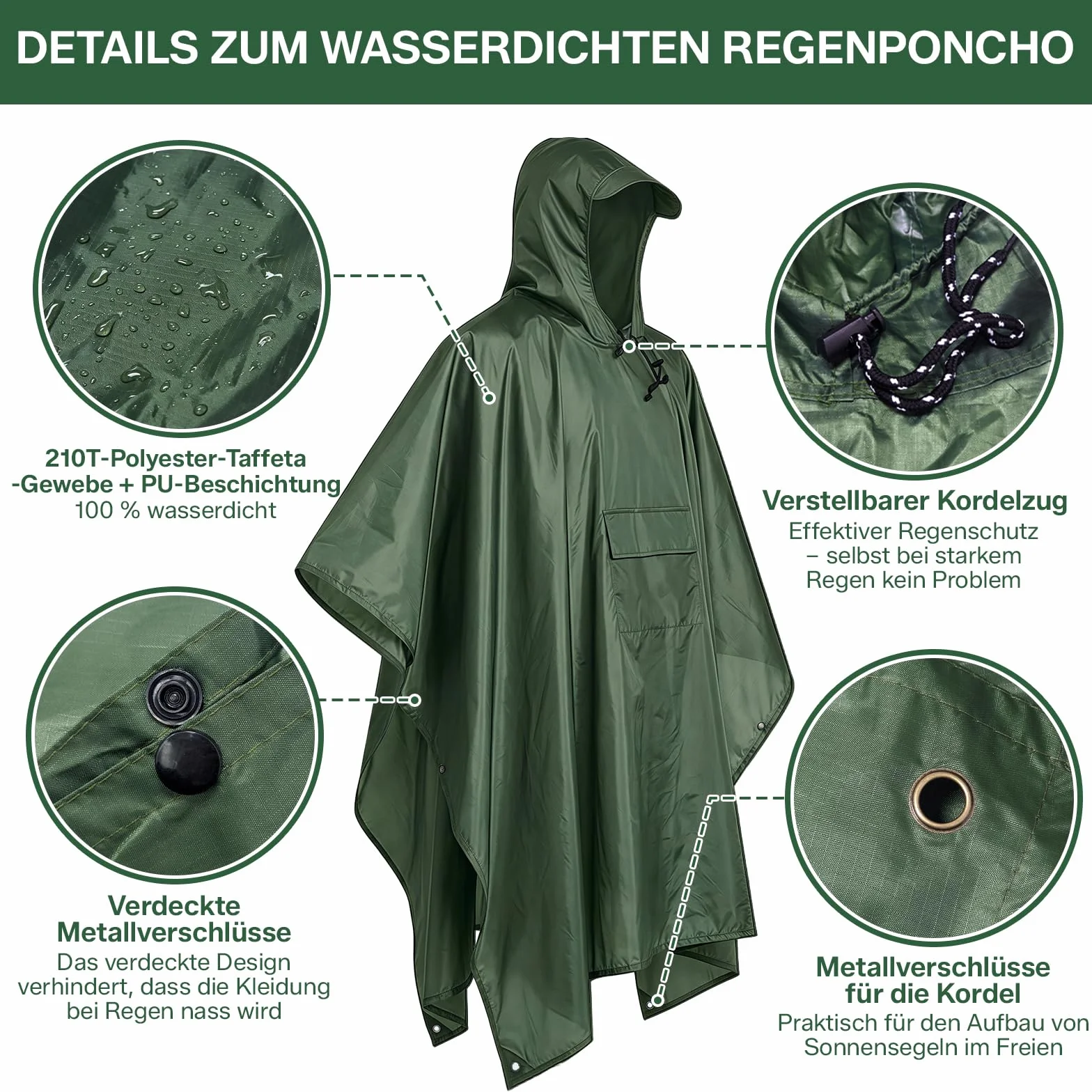 Esoes Poncho impermeable ligero hombre y mujer, chaqueta impermeable multiusos para actividades al aire libre con capucha, bolsa plegable y cubrezapatos