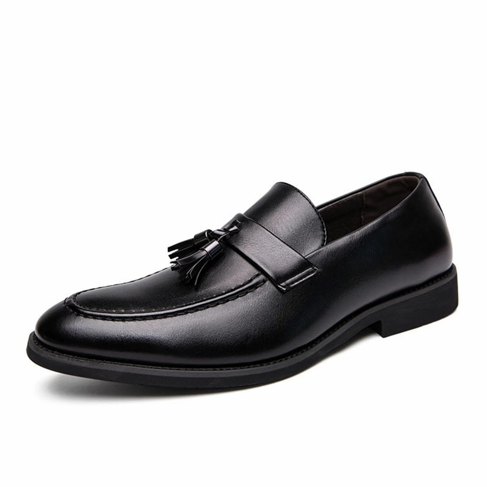 Mocasines Sin Cordones con Borlas De Cuero para Hombre Mocasines De Fumar Clásicos Penny Flats para Vestidos Informales De Negocios Fiesta De Graduación,Negro,38 EU