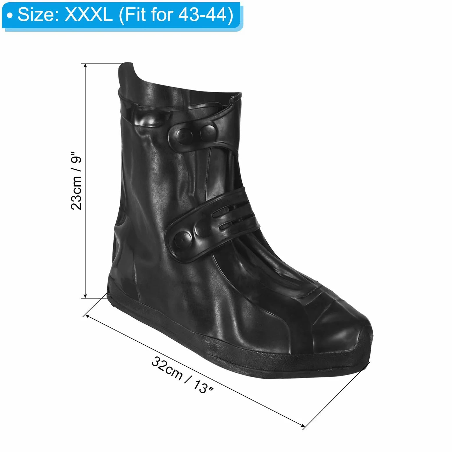 PATIKIL XXXL Cubierta de Zapatos de Silicona Impermeable, 1 Par de Sobrecalzados Reutilizables Antideslizantes para la Lluvia, Nieve y Protección de Botas, al Aire Libre, Negro