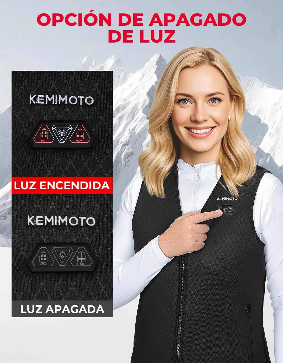 KEMIMOTO Chaleco Calefactable Mujer 6 Zonas de Calentamiento Térmico Elegante Ajustado