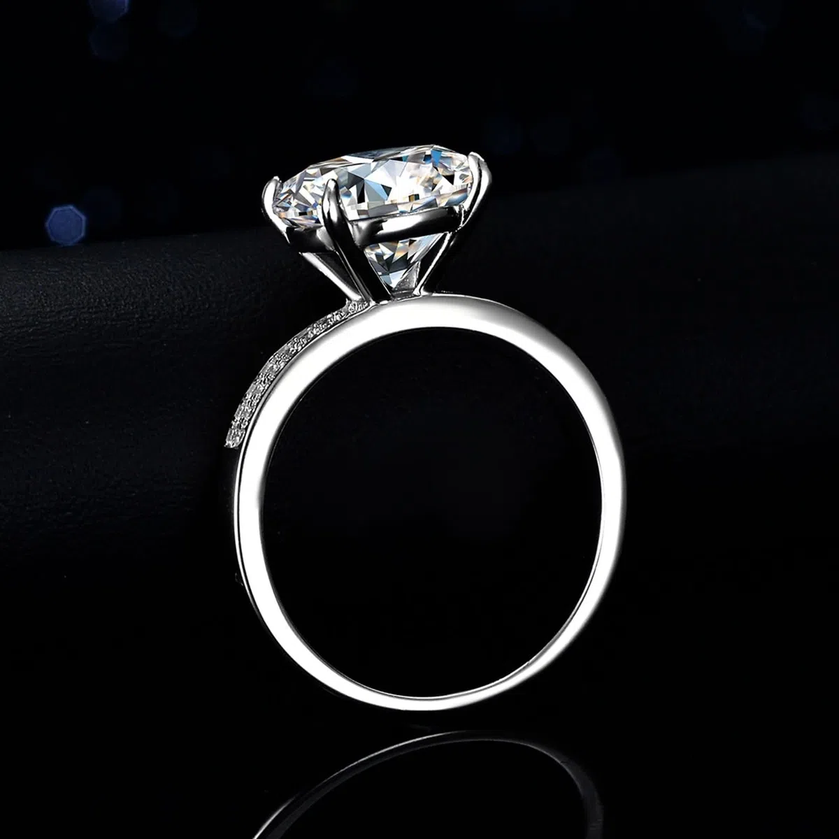 Anillo de mujer de oro blanco con moissanite de 5 ct, alianzas de oro auténtico, solitario, anillo de compromiso, oro