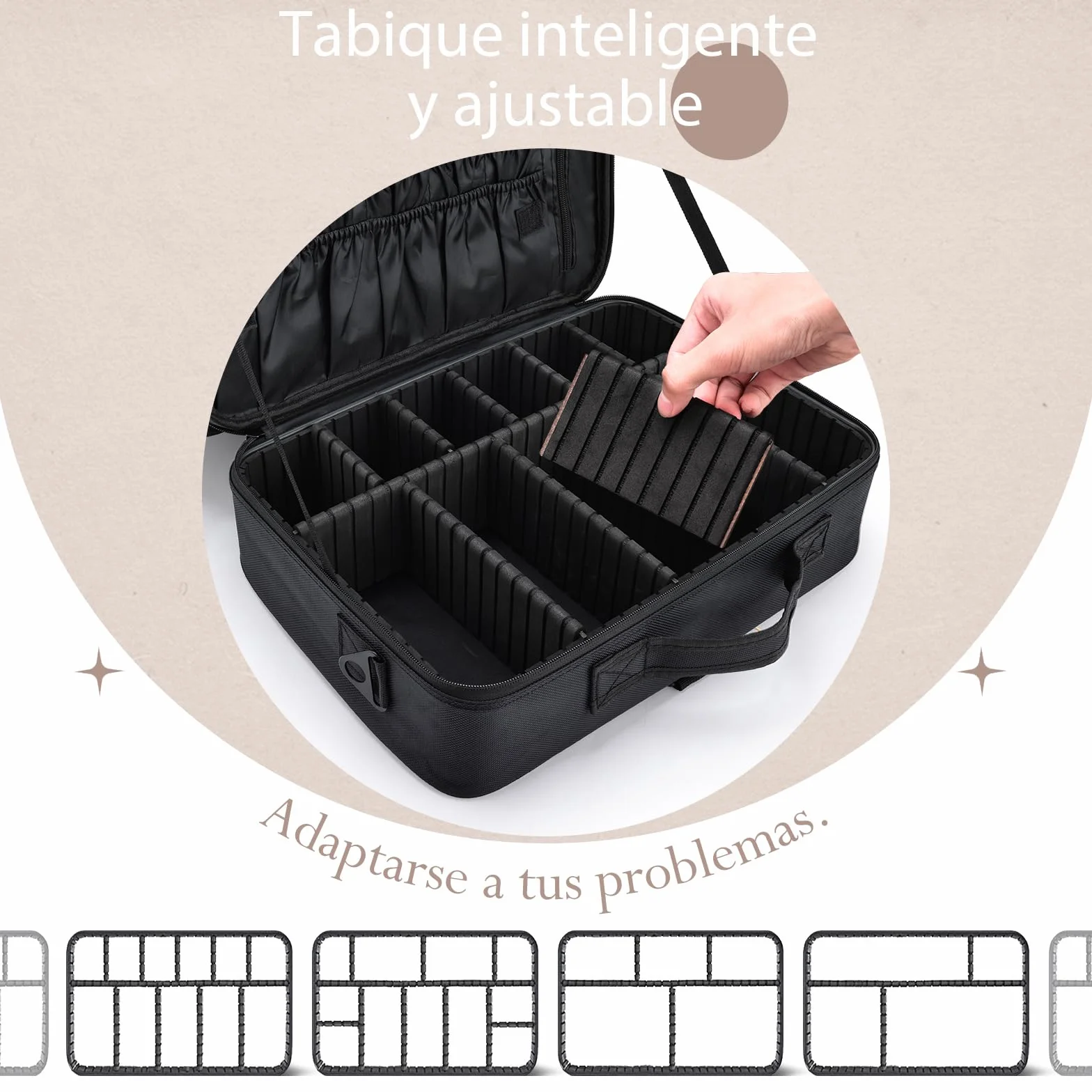 Neceser de Maquillaje Profesional Bolsa de Maquillaje Grande Mujer Organizador de Maquillaje Mujer Maletin Maquillaje, Negro Oscuro
