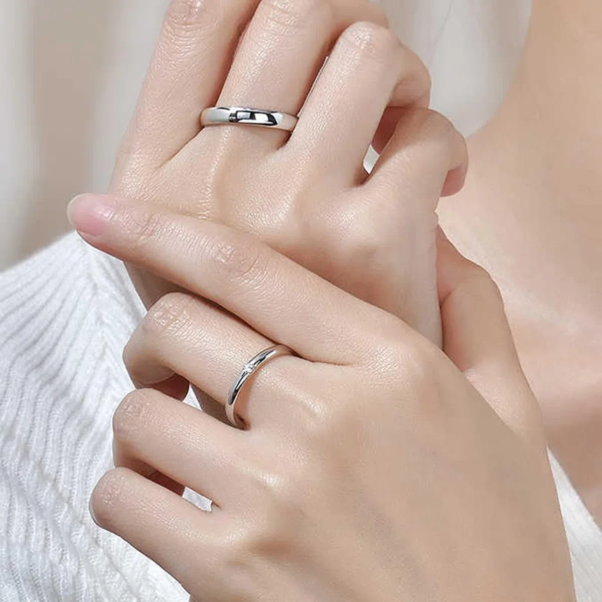 Anillo de compromiso de oro 375, anillo Promise para hombre con diamante blanco de 0,02 quilates, plata de ley de 9 quilates, oro blanco de 9 quilates, talla 52 (16,6)