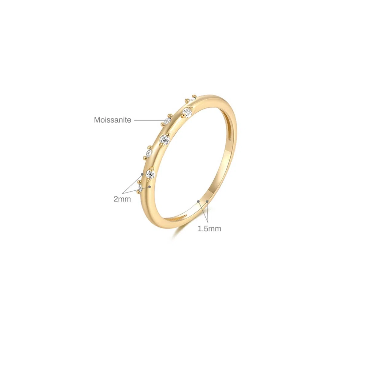 Anillo de boda de oro amarillo de 9 K/14 K, color blanco, para mujer