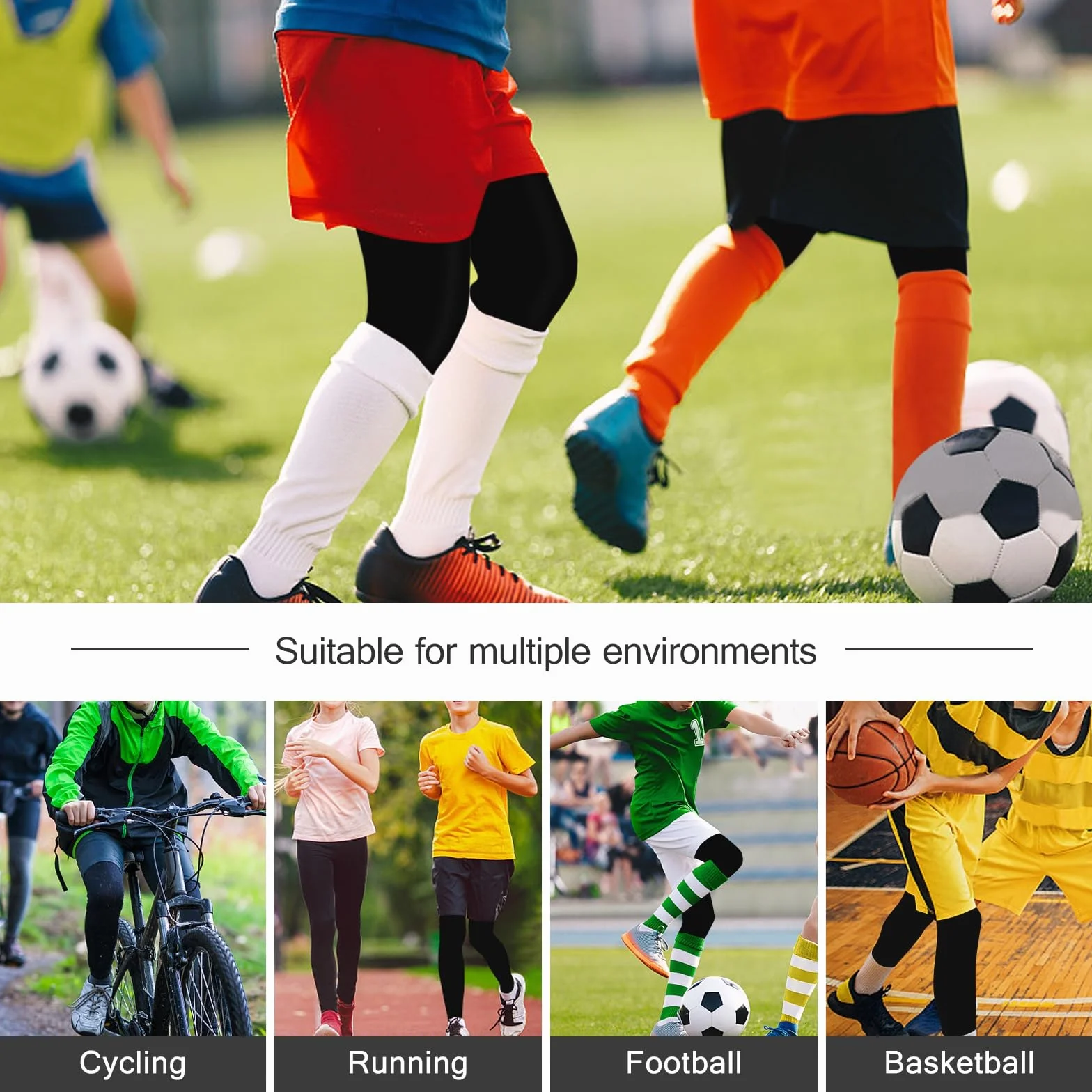 Jóvenes Medias De Compresión Deportivas Pierna Fútbol Hockey Correr Secas Rápidas
