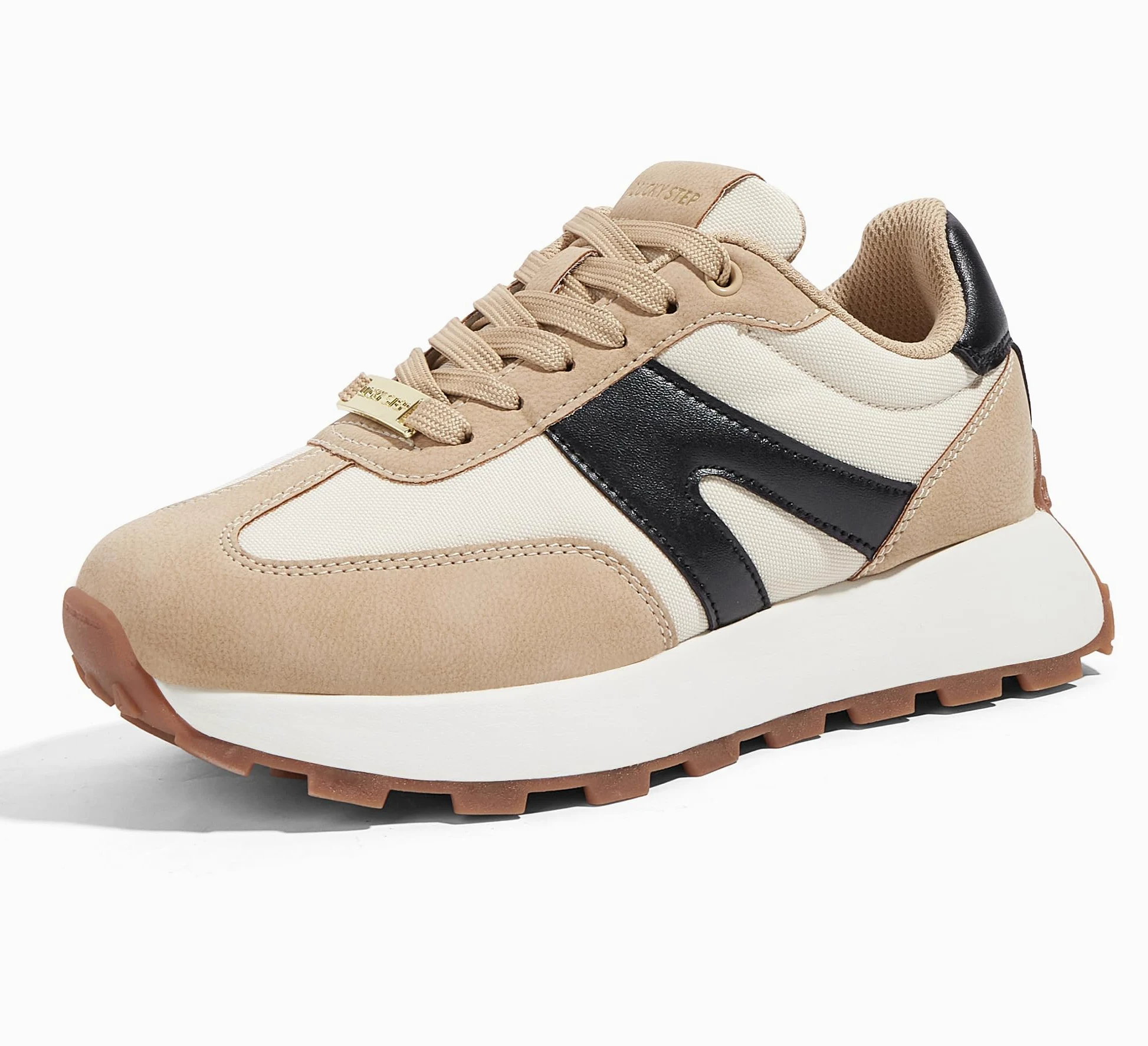 LUCKY STEP Zapatillas de Plataforma para Mujer – Clásicas y Retro, Zapatos de Moda con Cordones para Correr, Tenis y Uso Diario