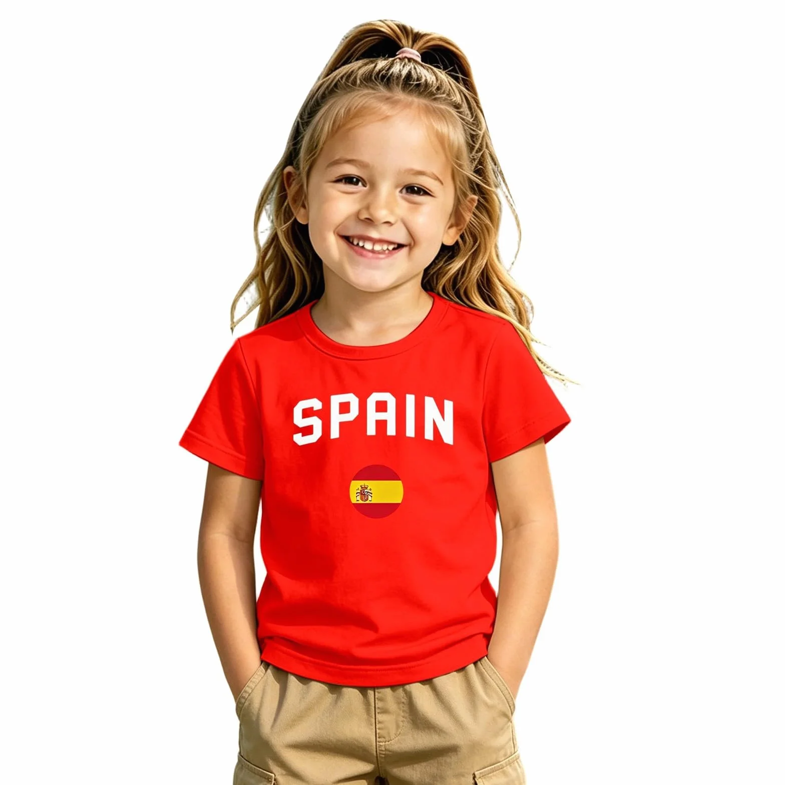Camiseta Futbol EspañA,Camiseta Infantil De Manga Corta con Cuello Redondo para NiñOs Y NiñAs Ropa Juvenil para Aficionados Prenda Ligera E Informal
