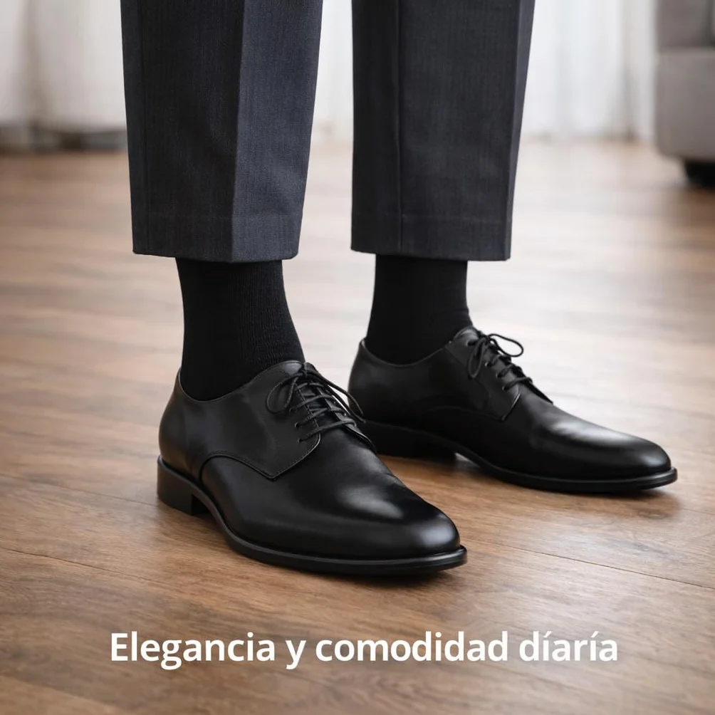 Calcetines de Bambú para Hombre, Pack de 4 Pares, Sin Costura, Transpirables y Suaves, Calcetines Ejecutivos Finos, Antiolor y Antibacterianos, Negro, Talla 40-46
