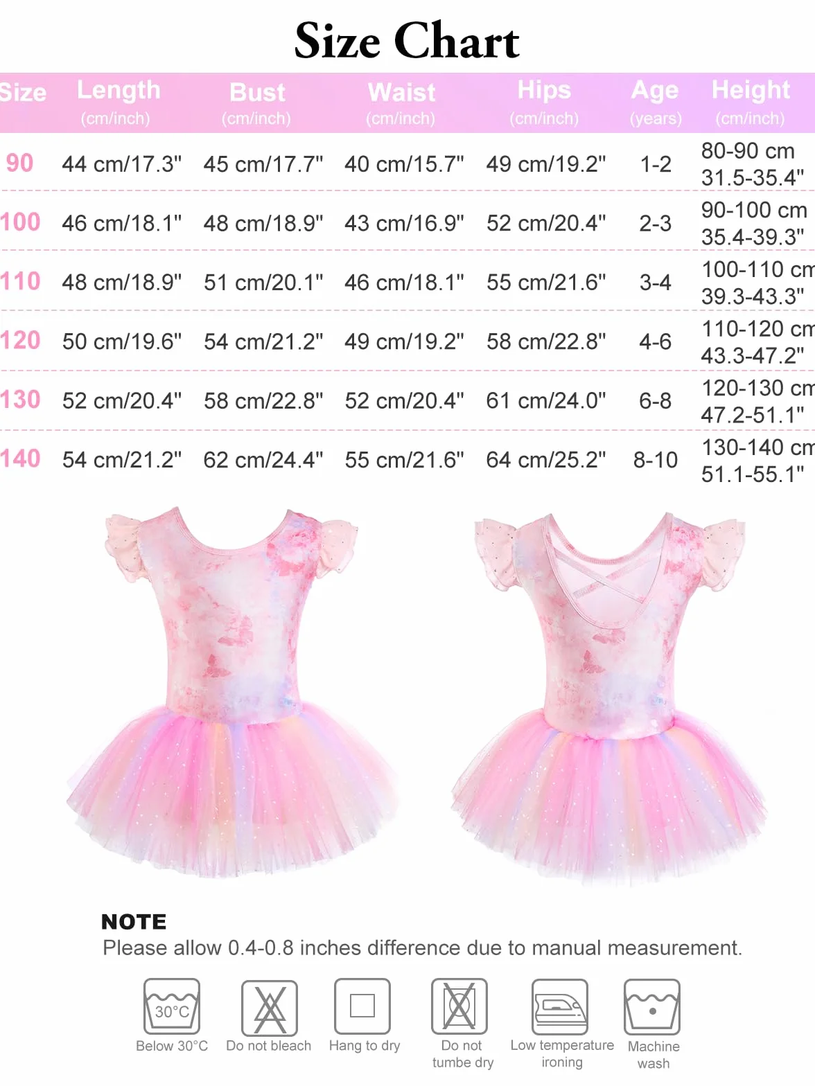 Maillot de Ballet Brillante con Falda de Tutú Manga Corta para Niñas