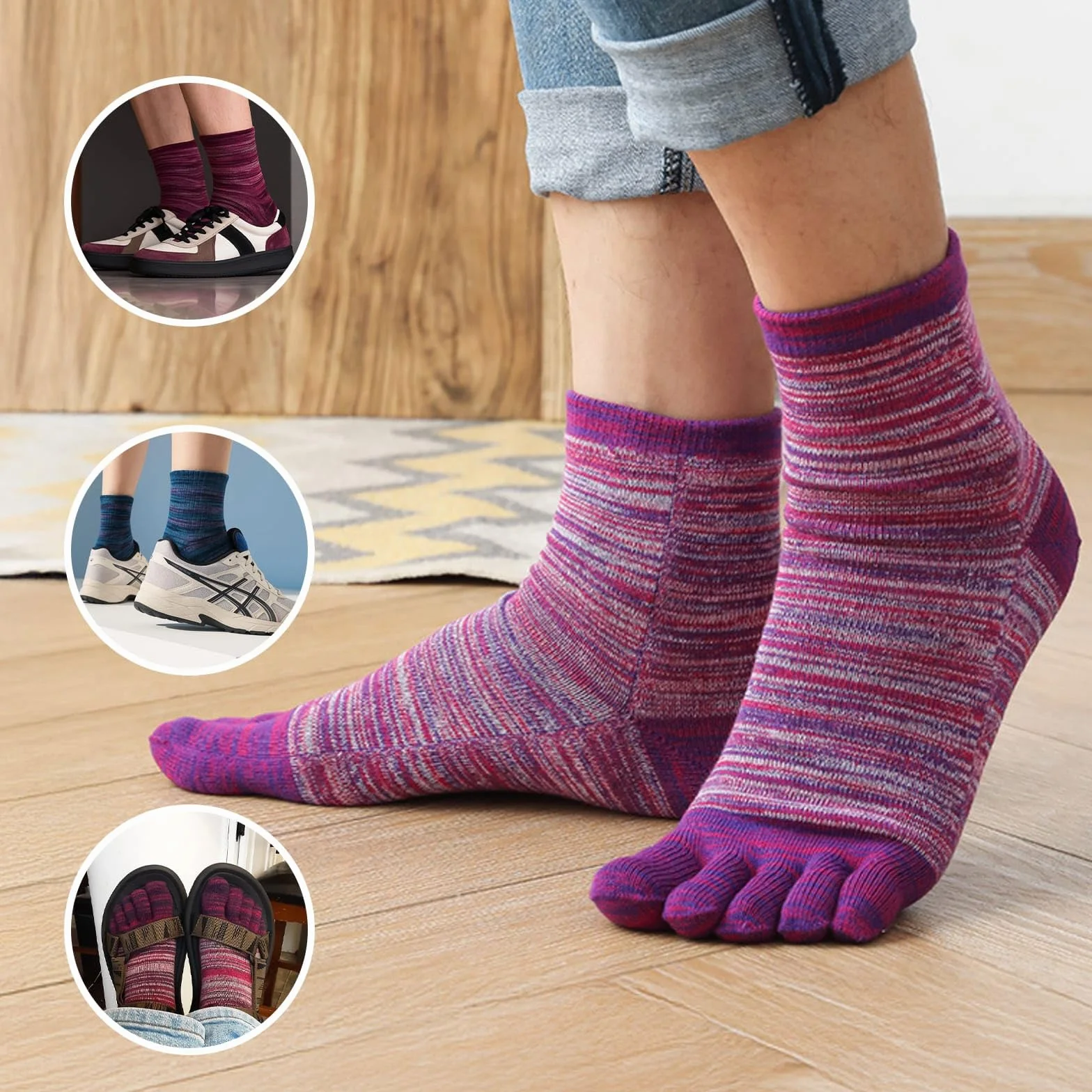 Calcetines 5 Dedos Hombre 4 Pares 39–45 Algodón Transpirables Antideslizantes Antiampollas Secado Rápido Running Gimnasio