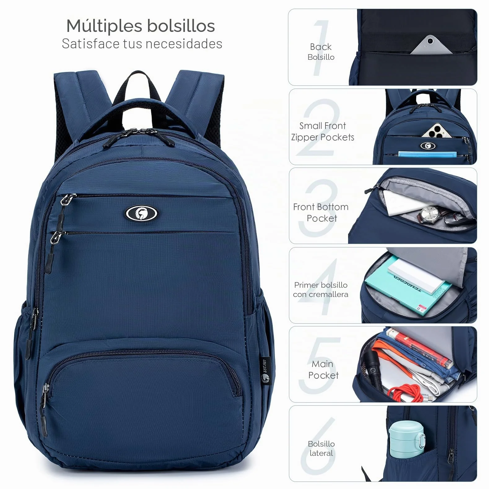 SPAHER Mochila Viaje Cabina Avion 40x30x15 Iberia Air Europa Maleta Equipaje de Mano British Airways 20L Mochilas Portatil Mujer Hombre Impermeable Pequeña para Trabajo Senderismo Escuela, Negro