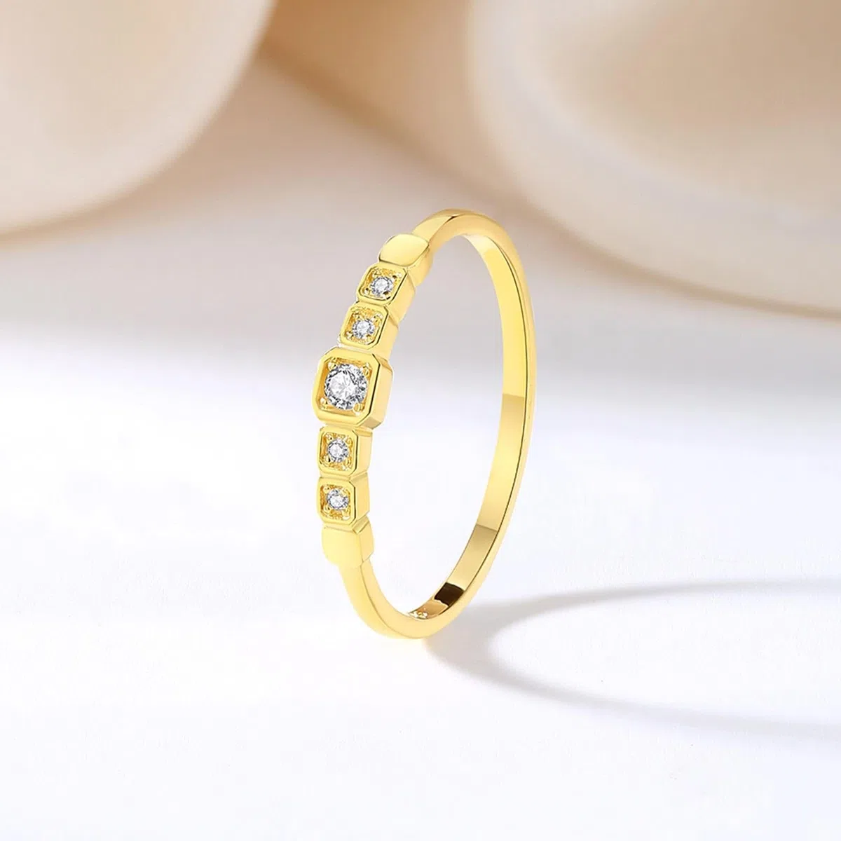 KnSam Anillo de solicitud auténtico de oro de 9 K/14 K/18 K, anillo de pareja apilable con diamante, alianzas de oro amarillo Au 375/585/750, talla 47-65