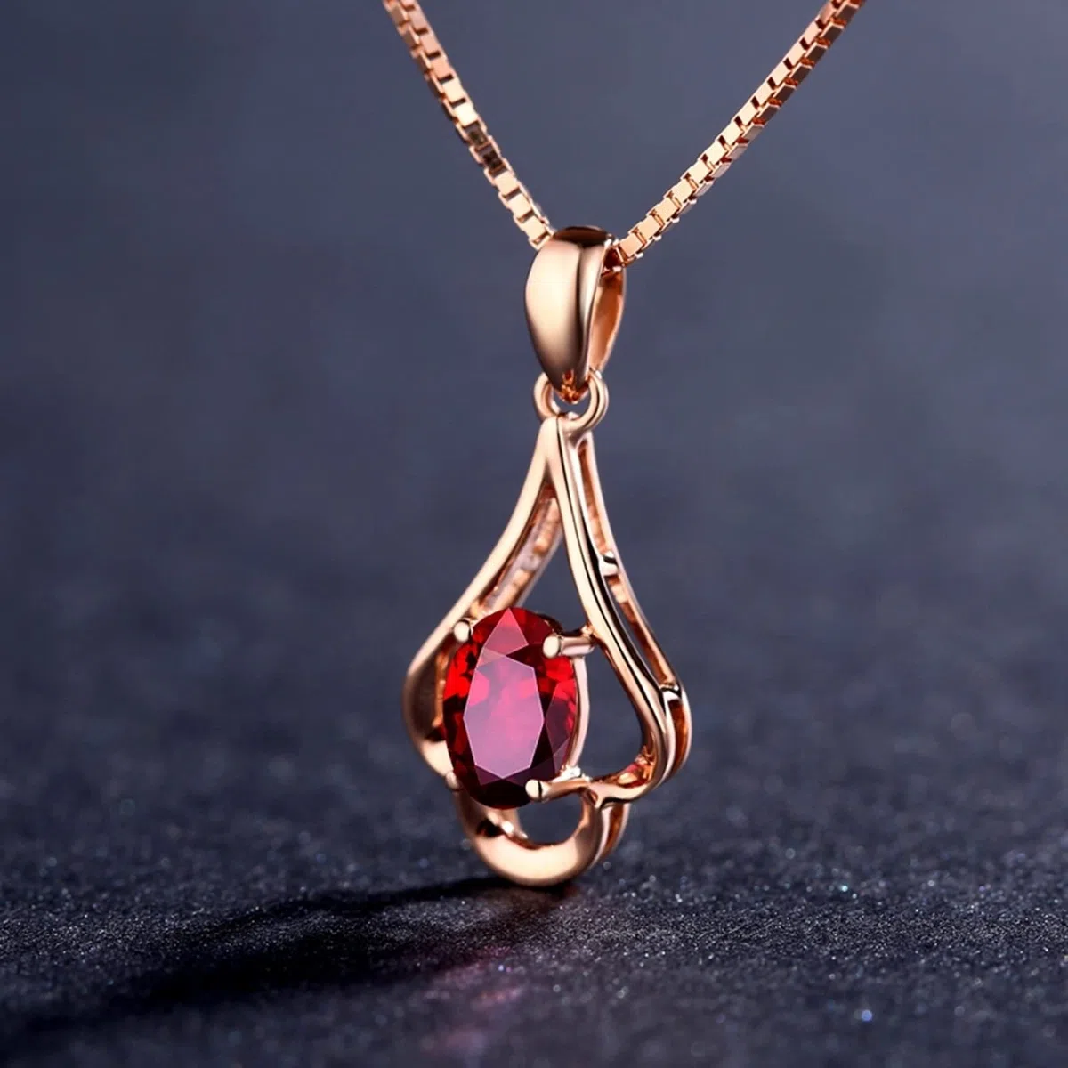 Cadena de oro rosa, colgantes para collares de 18 quilates de flor con rubí de 0,45 ct, regalos de boda, collar fino para mujer, Gold