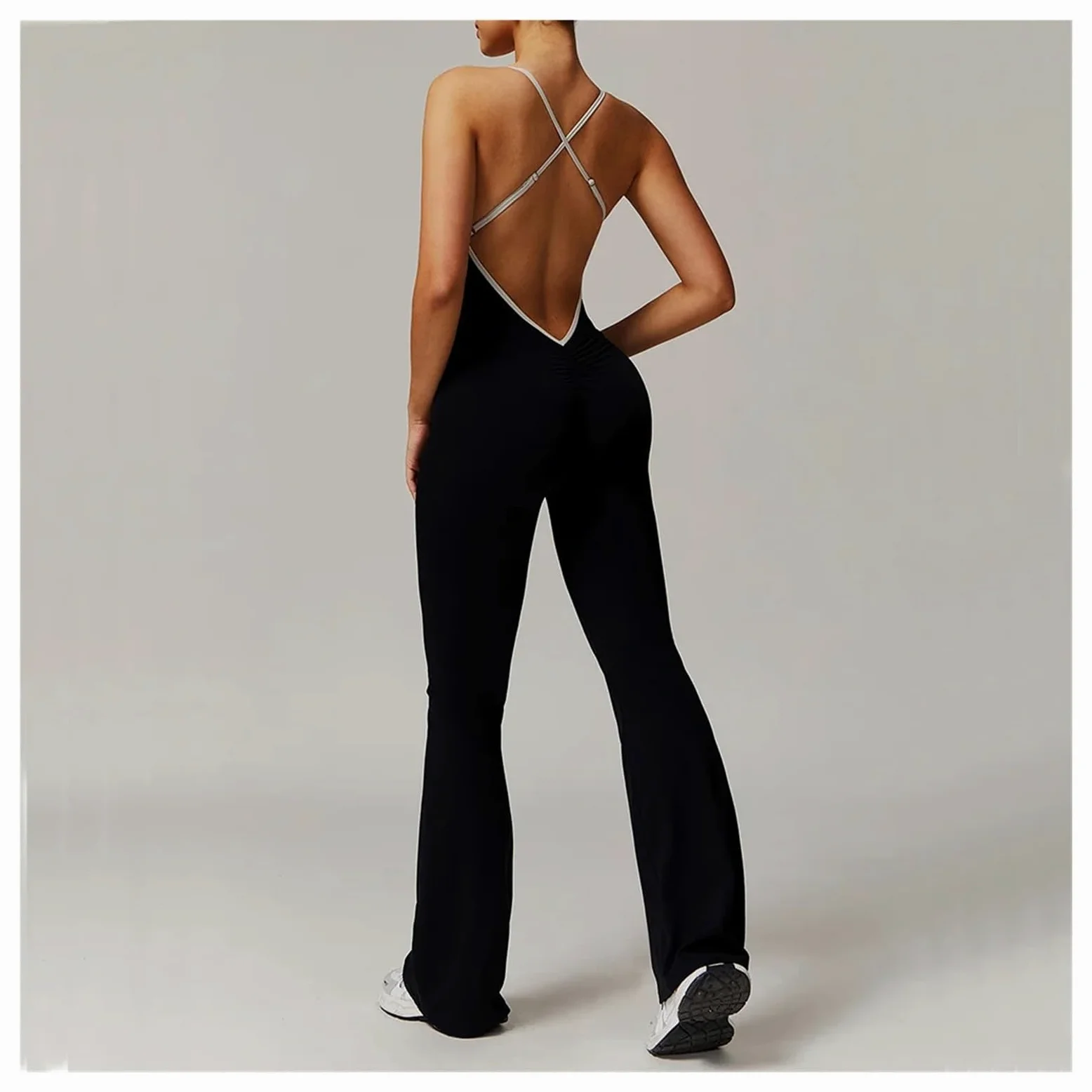 Mono de yoga sin espalda Mono Deportivo Sexy Con Espalda En V For Mujer, Conjunto De Gimnasio, Traje Entrenamiento Yoga, Ropa Deportiva Para Entrenamiento