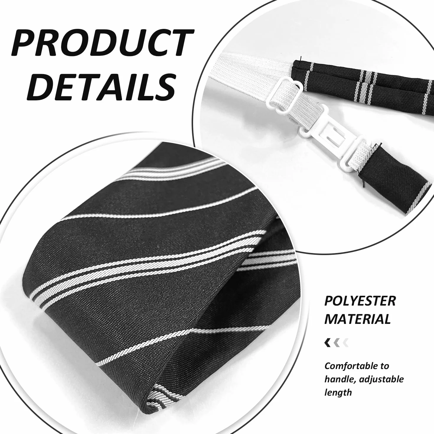 Corbata Rayada Sin Nudo Ajustable, Accesorios Ropa Escénica, 2 Piezas