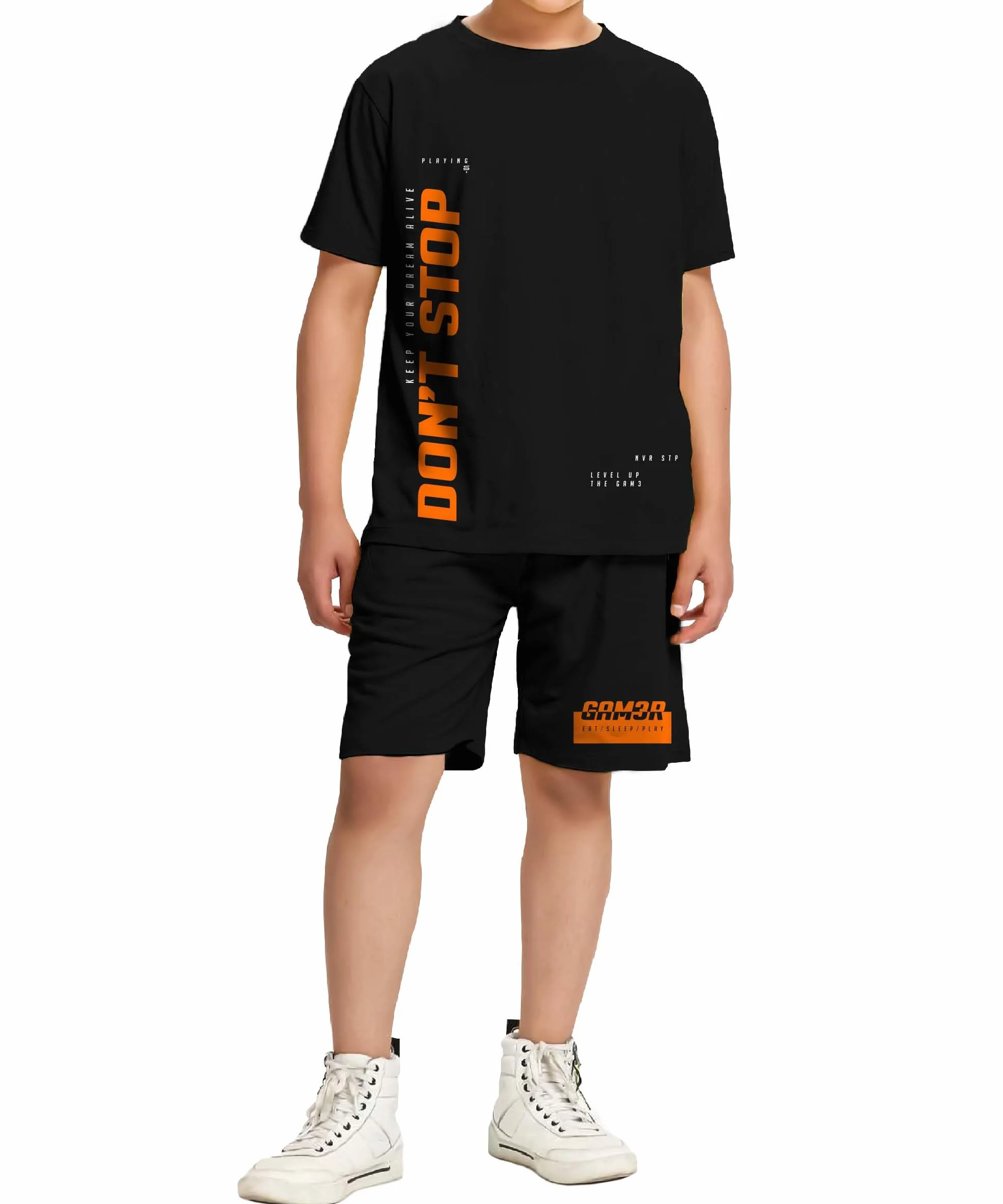 KYDA KIDS Camiseta y pantalón corto 100 % algodón puro estampado para niño