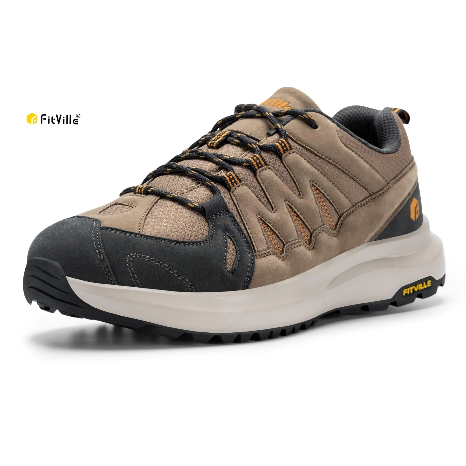 FitVille Zapatillas Trekking Hombre Extra Ancho Zapatos Senderismo Nordic Walking Antideslizantes Zapatillas Deportivas Transpirables Calzado Running