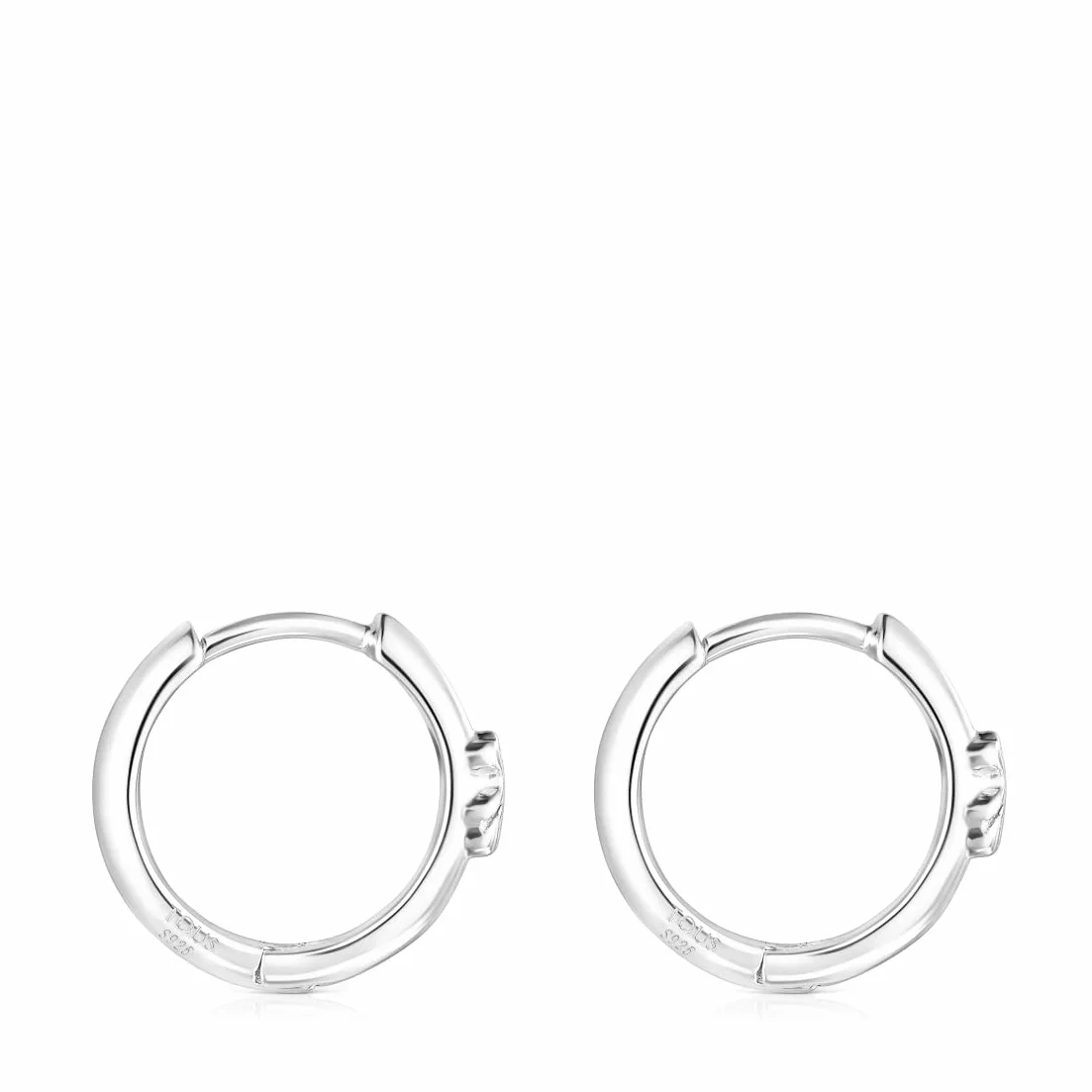 TOUS Pendientes de Aro de Plata de Primera Ley 3mm 1 cm Motivo de Oso Colección Basics