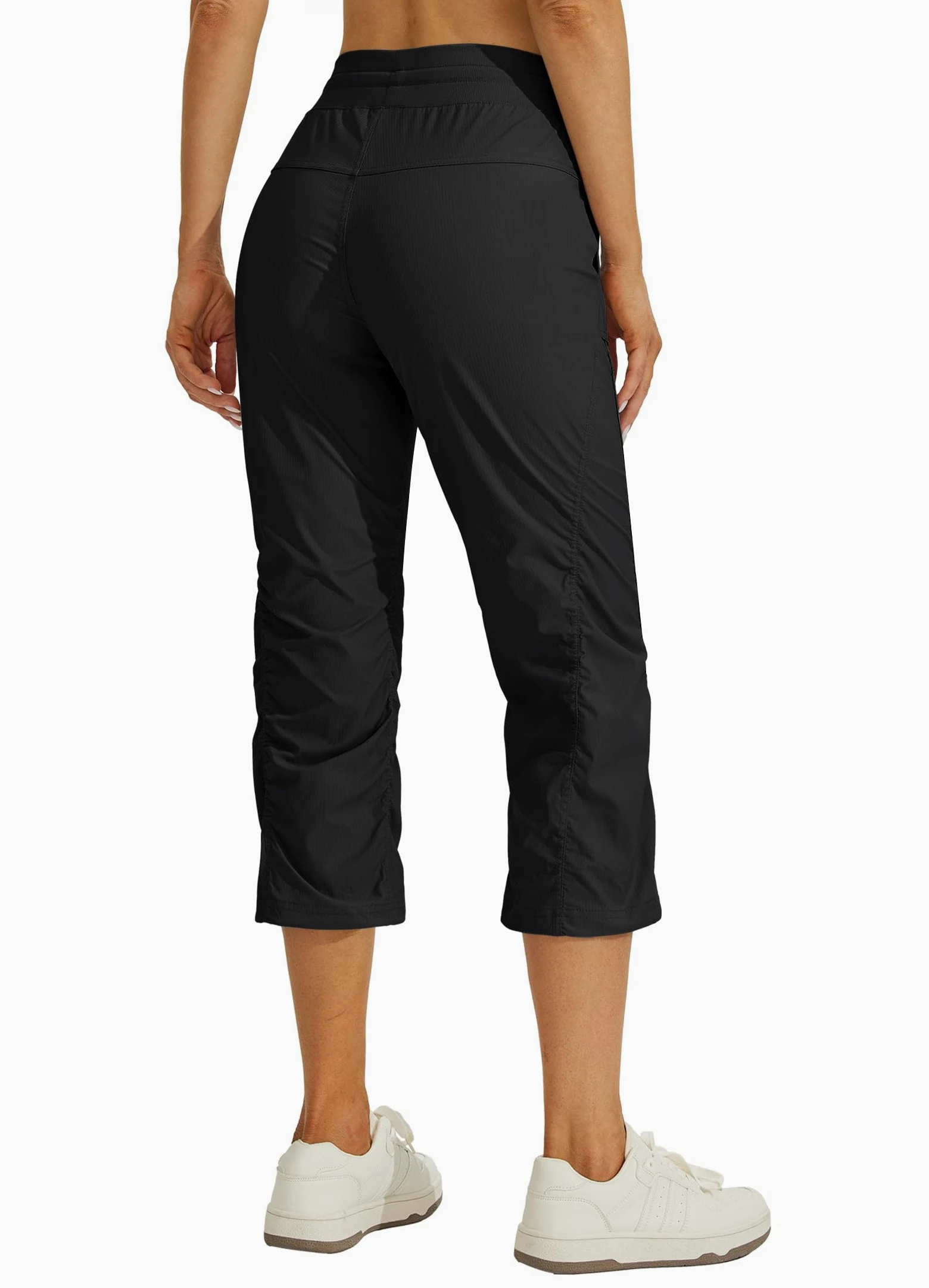 Willit Pantalones de viaje capris de secado rápido para mujer, ligeros, tejidos a rayas, para senderismo, entrenamiento, pantalones casuales con bolsillos