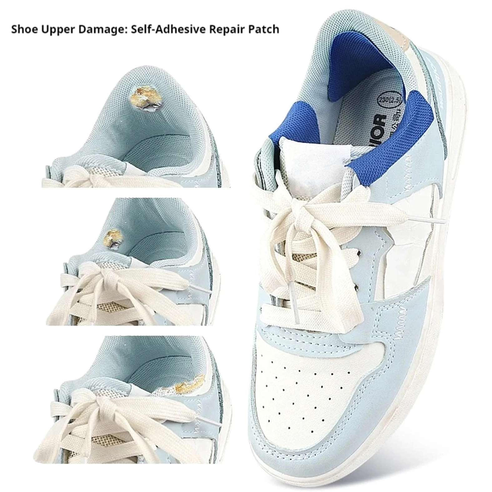 3 juegos de zapatillas deporte, reparación talón, daño lateral del zapato, parche adhesivo, uso adecuado for una amplia gama zapatos per punta e tallone di sneakers