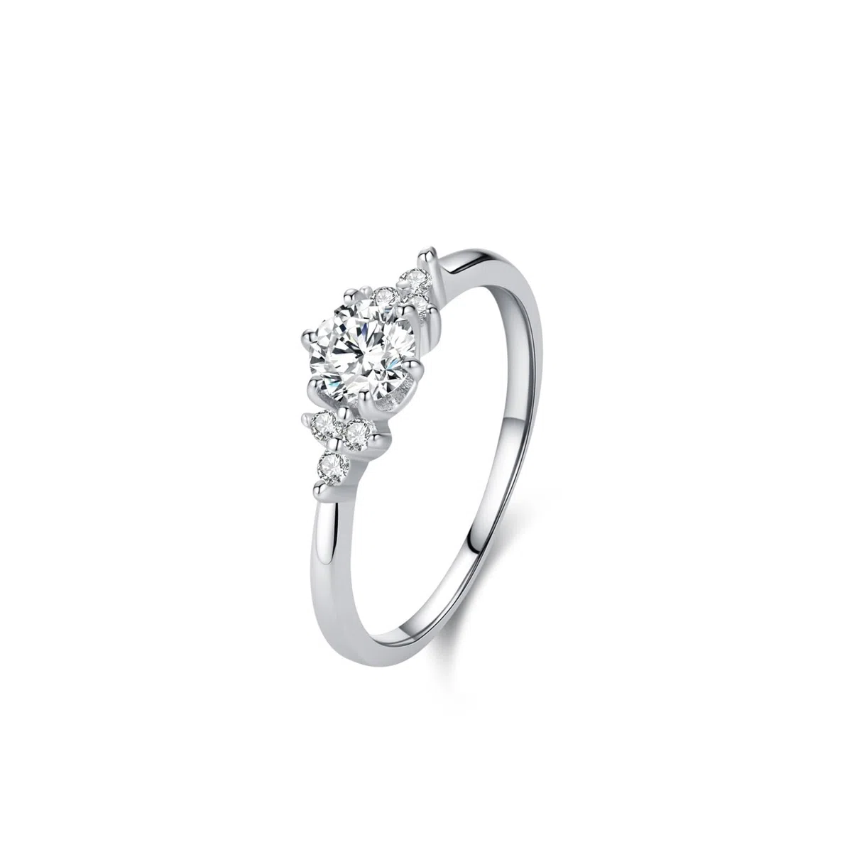 Anillo para mujer, diamante cultivado en laboratorio de 0,5 ct, anillo de compromiso, oro blanco, elegante, anillo de boda, anillo de aniversario para mujer