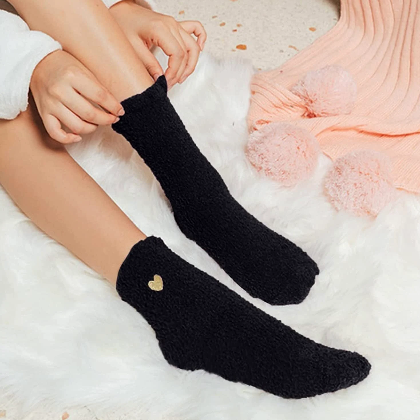 Calcetines Invierno 8 Pares De Calcetines Para Mujer Con Patrón De Corazón De Amor, Esponjosos, Súper Suaves, Cálidos, Gruesos, Acogedores Y Borrosos Calcetines Termicos