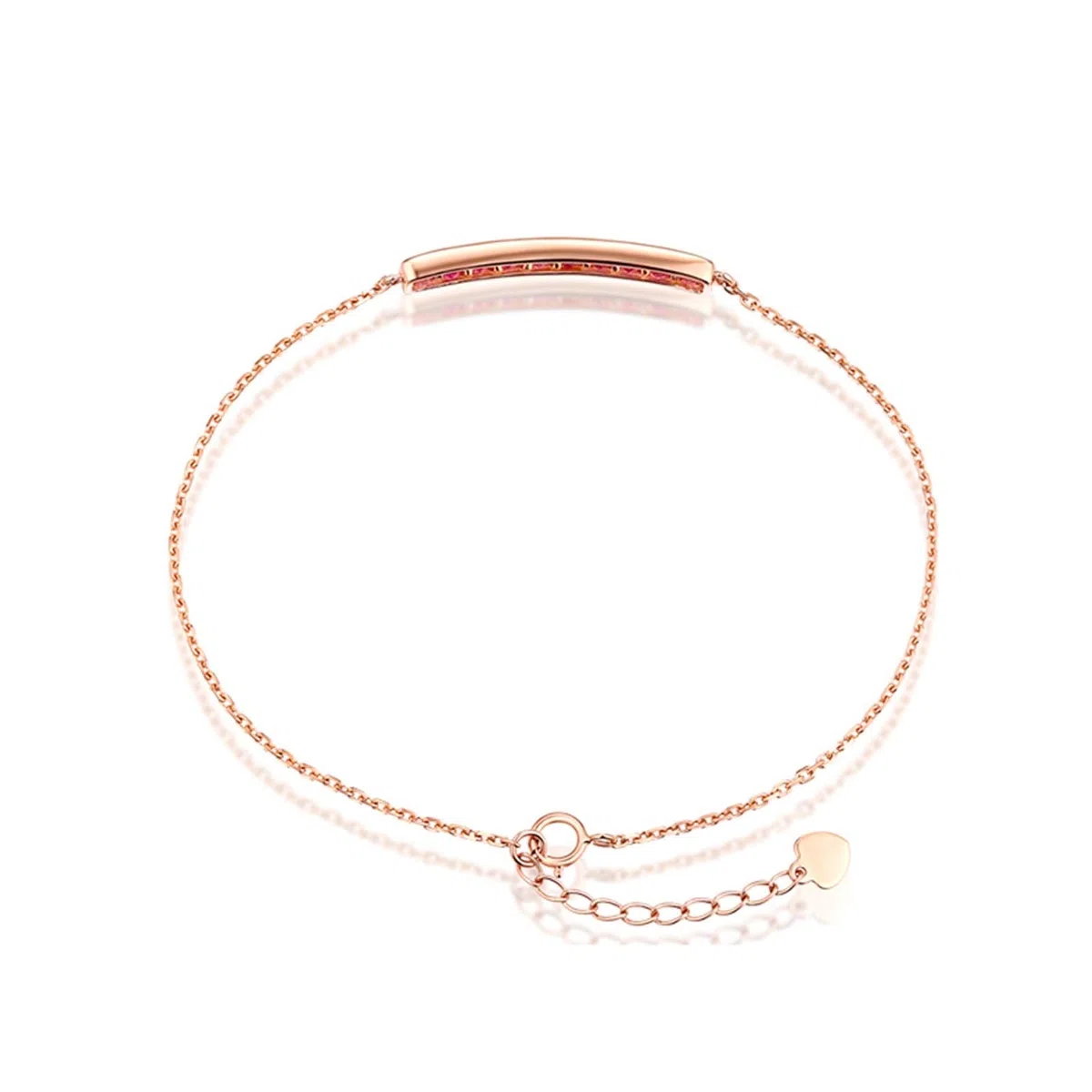 ZH1YFD Pulsera Mujer Oro Rosa 18 K, Barra con Rubí 1.46ct Pulseras Cadena Mujer 16+2CM