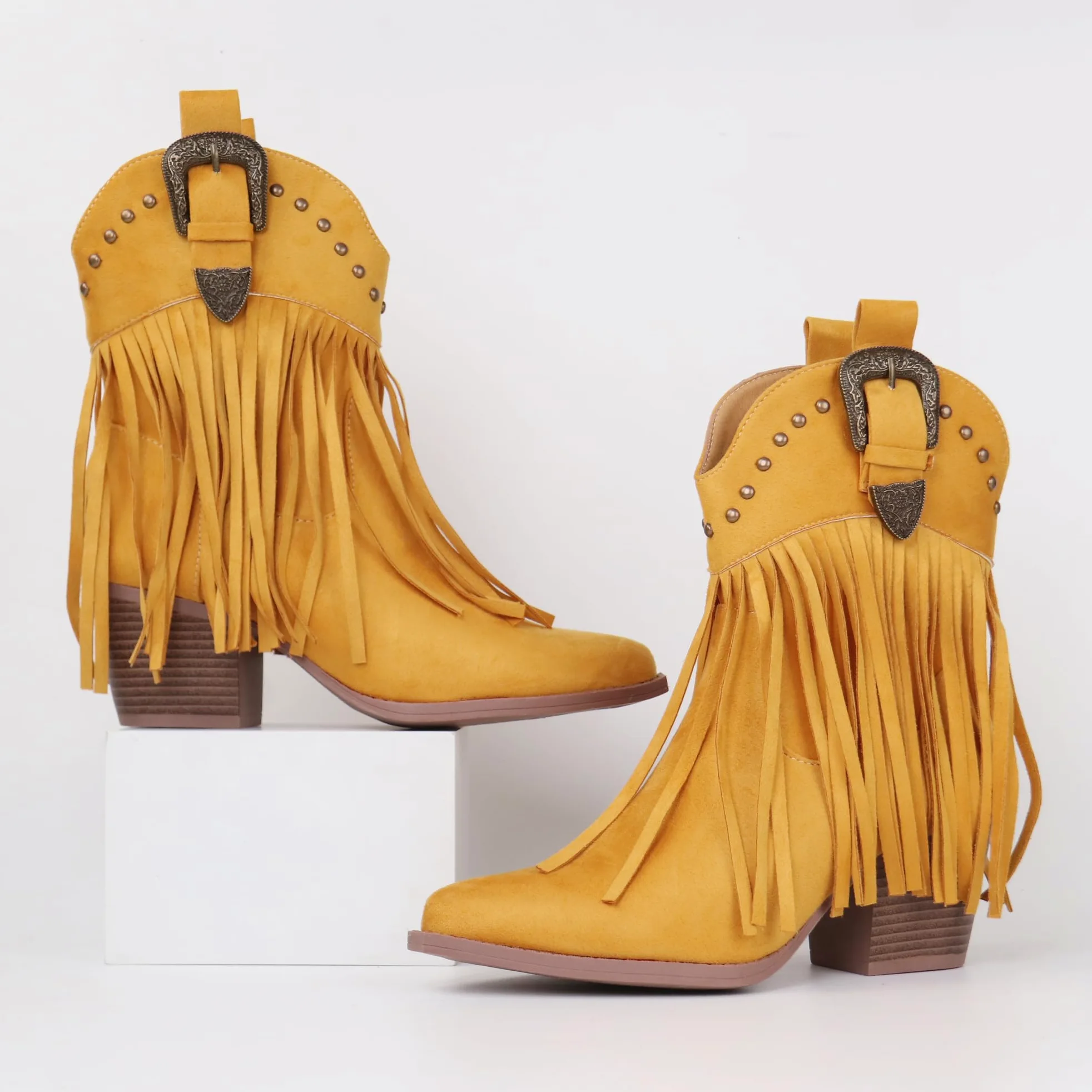 Hawkwell Botines de vaquero con flecos para mujer