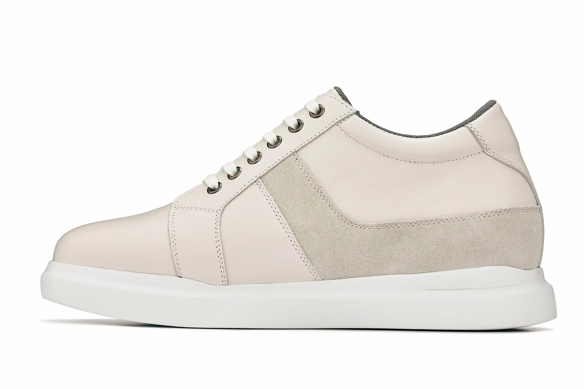 CALTO Zapatos invisibles para hombre con elevación de altura - Zapatillas de deporte de moda con cordones de cuero ligero - 3 pulgadas más alto