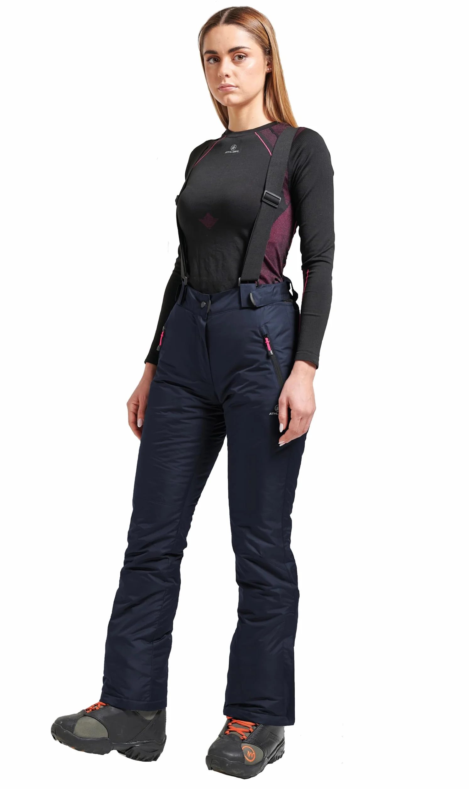 Pantalones de esquí para mujer, impermeables, 5000 mm, con tirantes desmontables