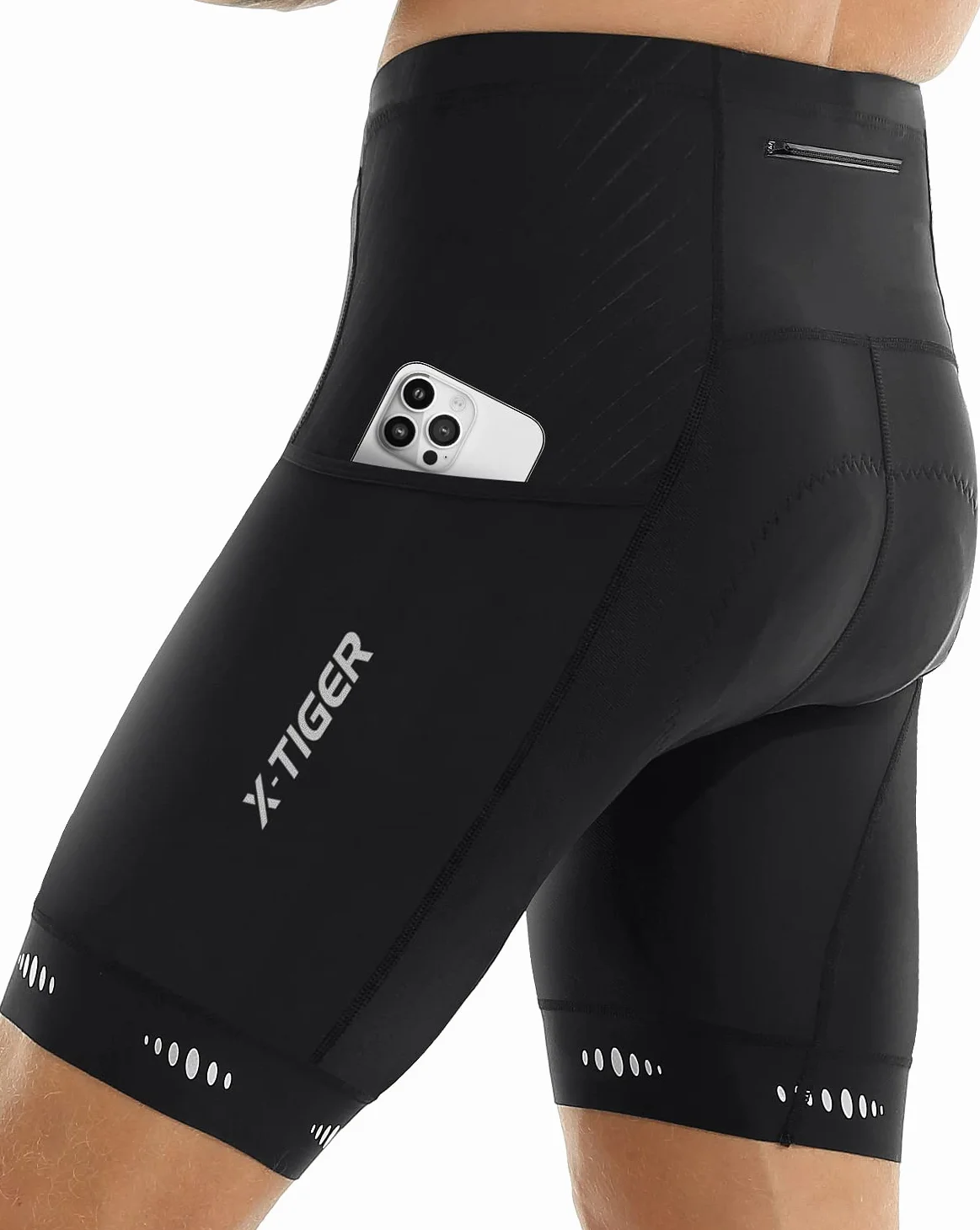 X-TIGER Culotte Ciclismo Hombre 5D Gel Acolchado MTB Pantalones Cortos Transpirable Secado Rápido 3 Bolsillos