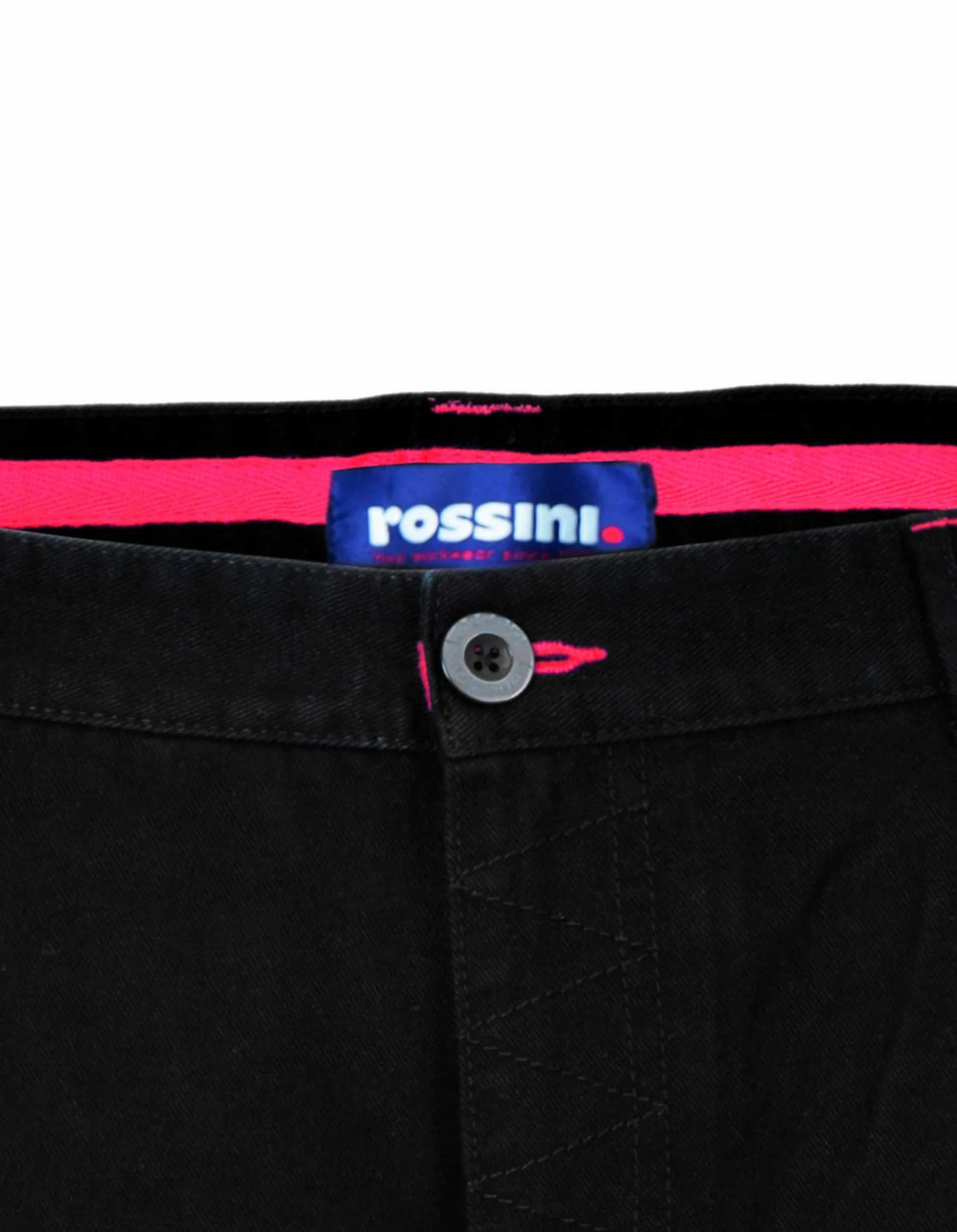 Rossini A85020 – Pantalones de trabajo, 100% algodón sarga, cintura elástica, cierre con cremallera y botón