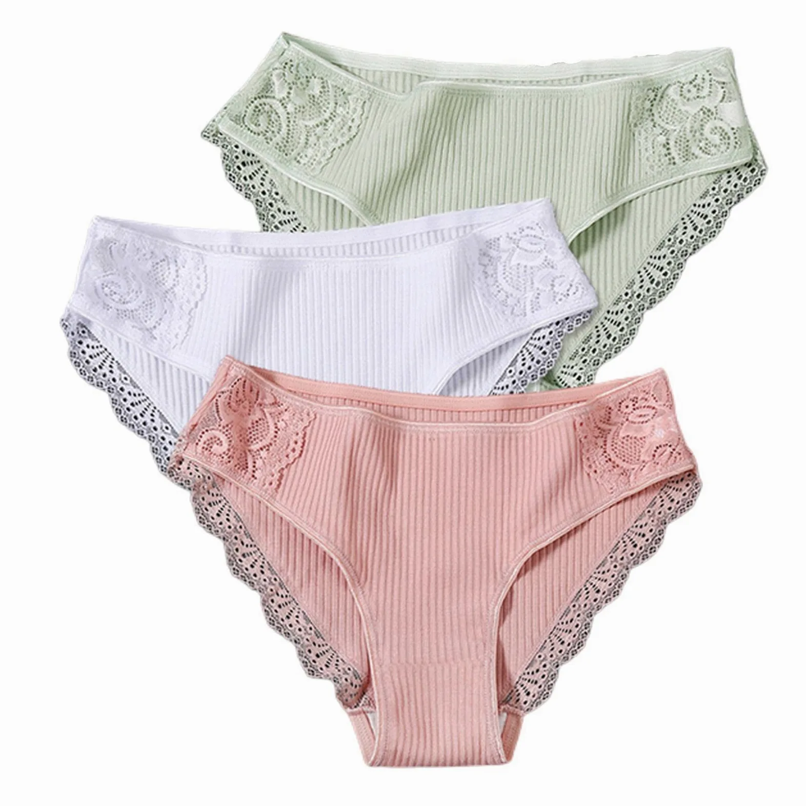 Ropa interior de 3 piezas/conjunto de bragas de algodón para mujer, ropa interior de tiro bajo, ropa interior de retazos, ropa interior suave para mujer, conjunto de lencería 10, XL, 3 piezas