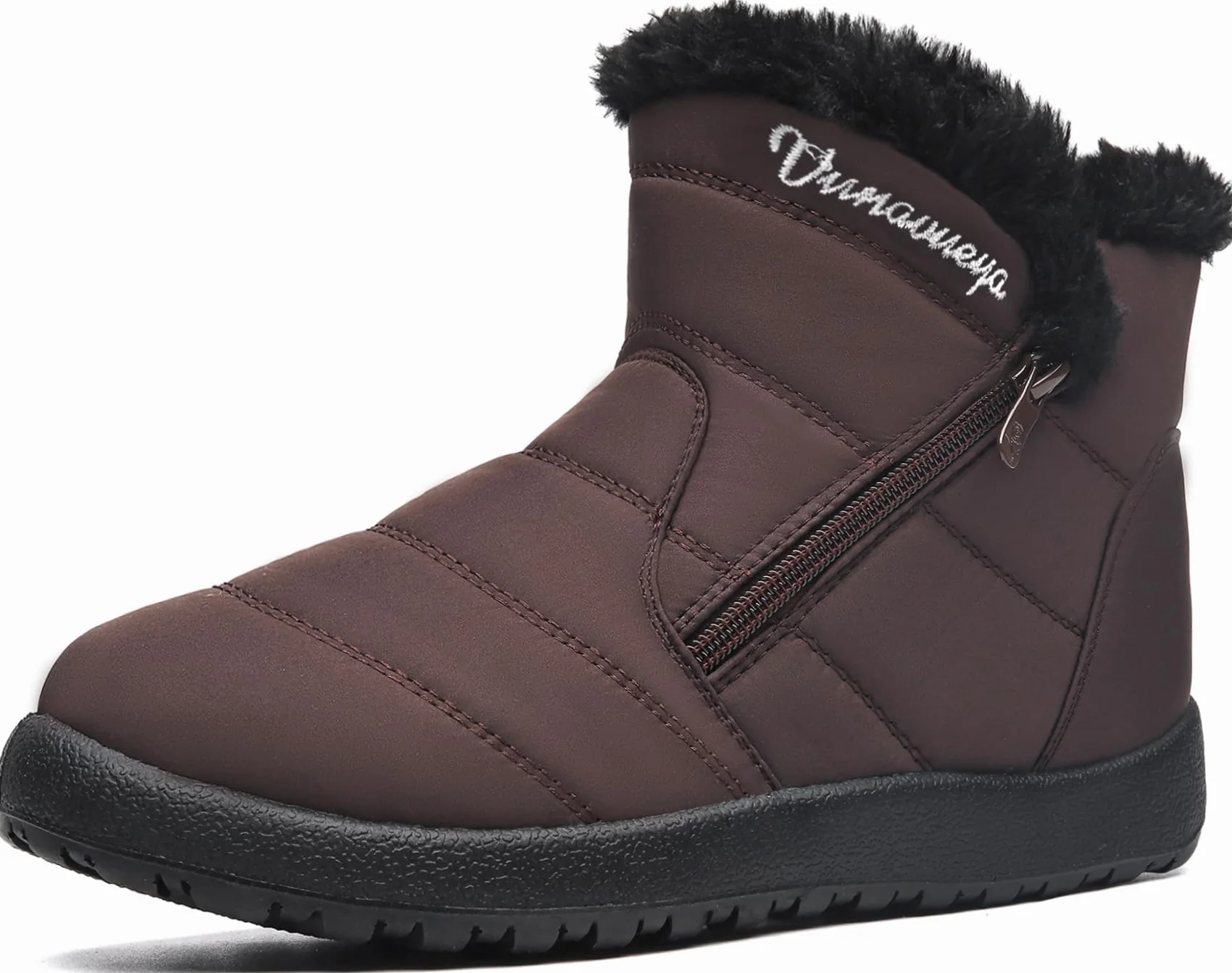 Zapatos Invierno Mujer Botas de Nieve Forradas Calientes Zapatillas Botines Planas Con Cremallera Casuales Boots para Mujer 35-42