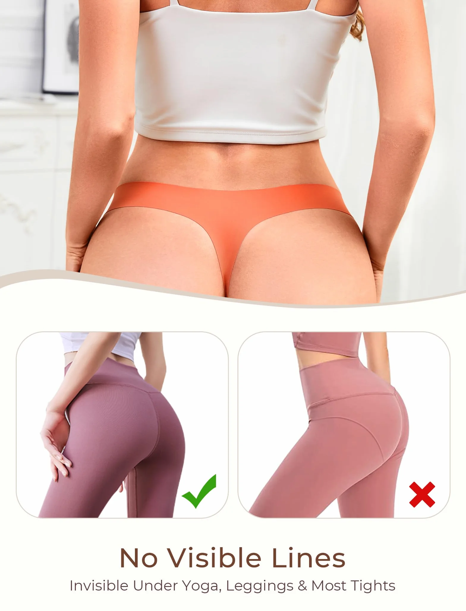 VOENXE Bragas Mujer Sin Costuras Invisible Pack 5 Microfibra Ropa Interior Seamless Thong