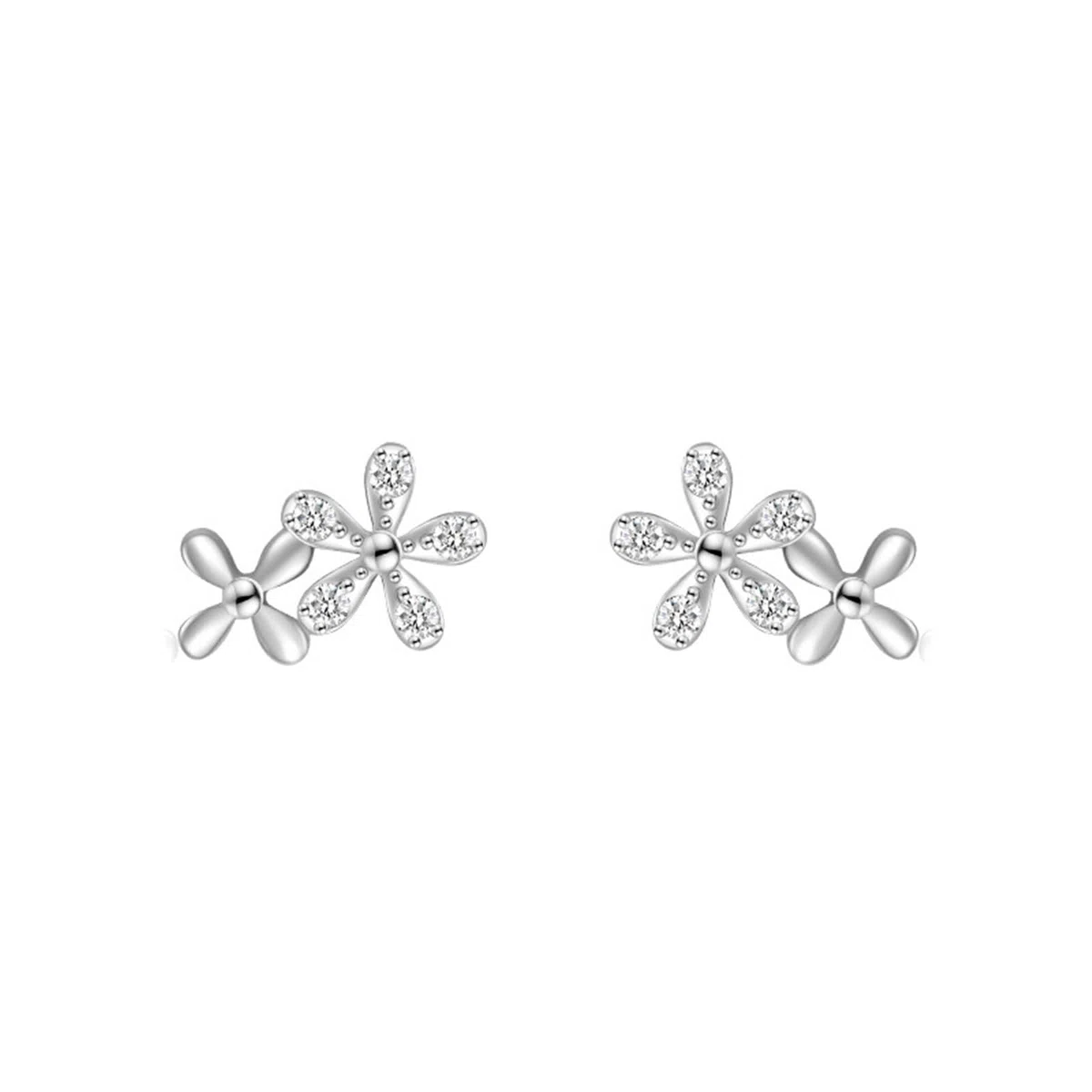 Pendientes de oro blanco de 9 quilates Au375, joyas auténticas con moissanita, flores de oro de 9 quilates