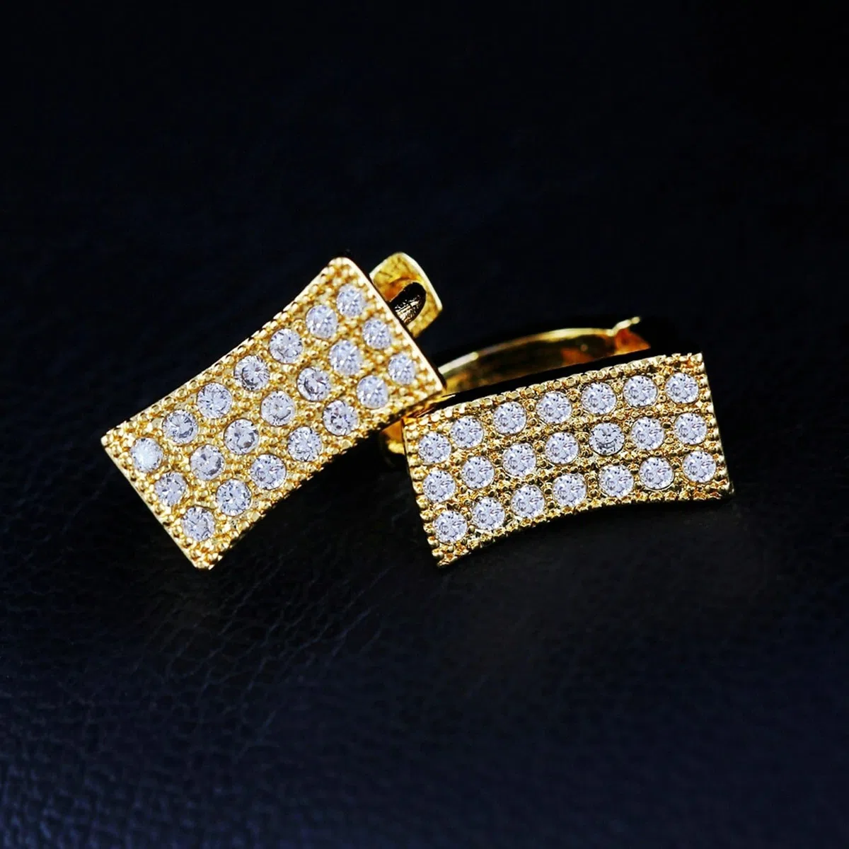 Pendientes de aro de oro 750, elegantes pendientes para mujer, diseño geométrico con moissanita, pendientes de cumpleaños para novia, oro amarillo